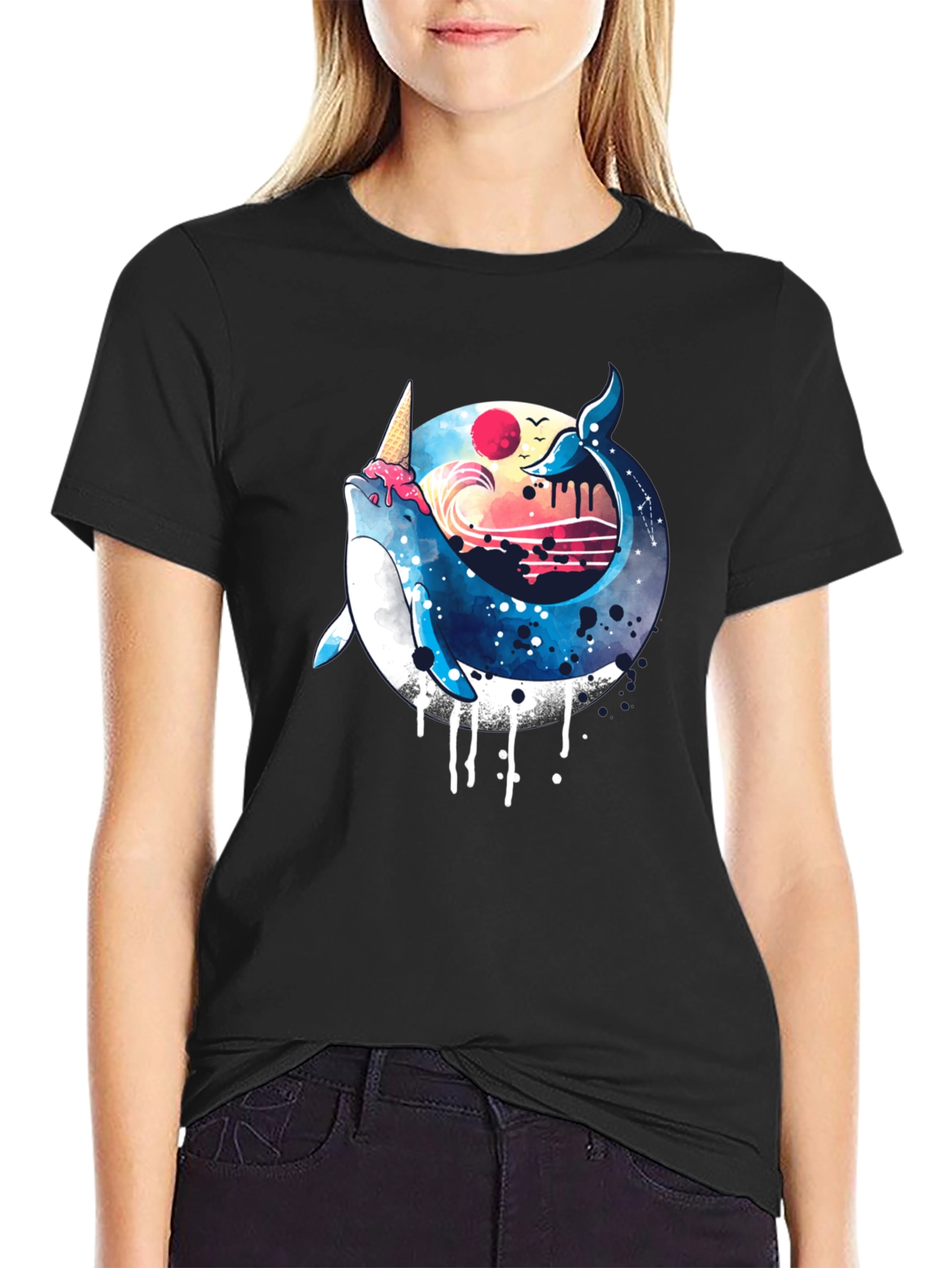 Whimsical Whale Ice Cream T-Shirt