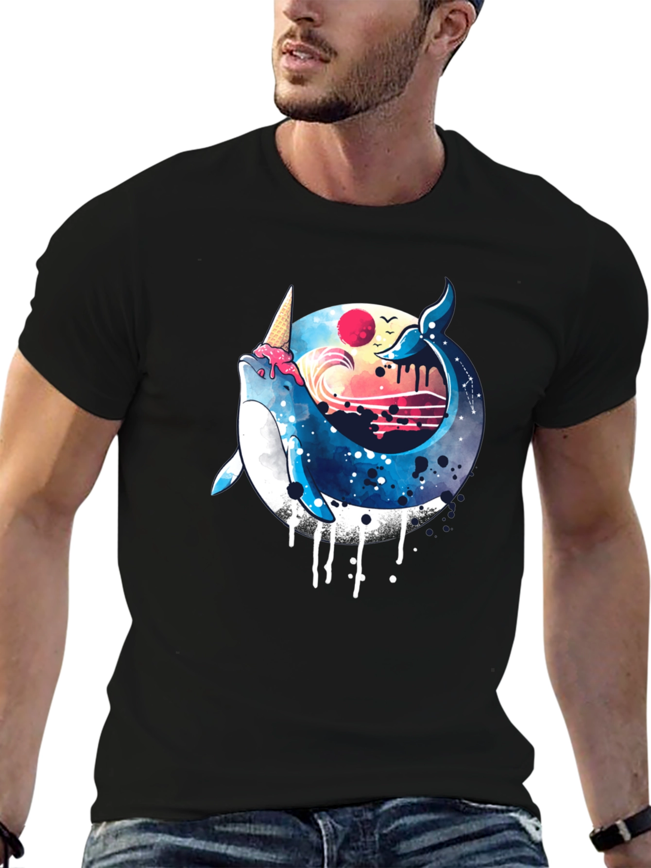 Whimsical Whale Ice Cream T-Shirt