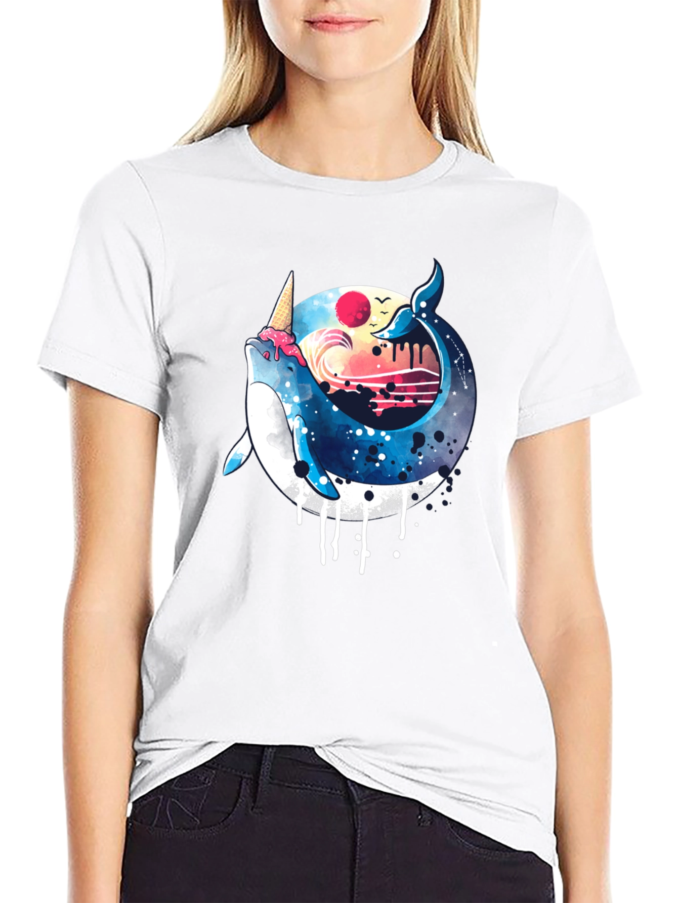 Whimsical Whale Ice Cream T-Shirt