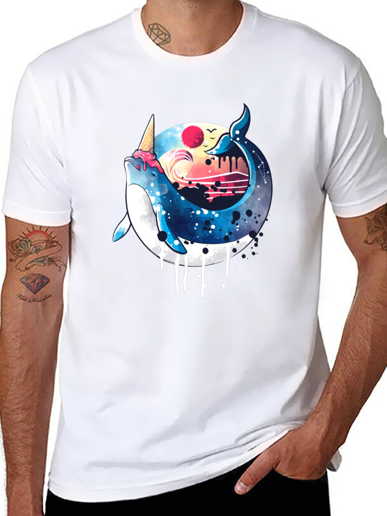 Whimsical Whale Ice Cream T-Shirt