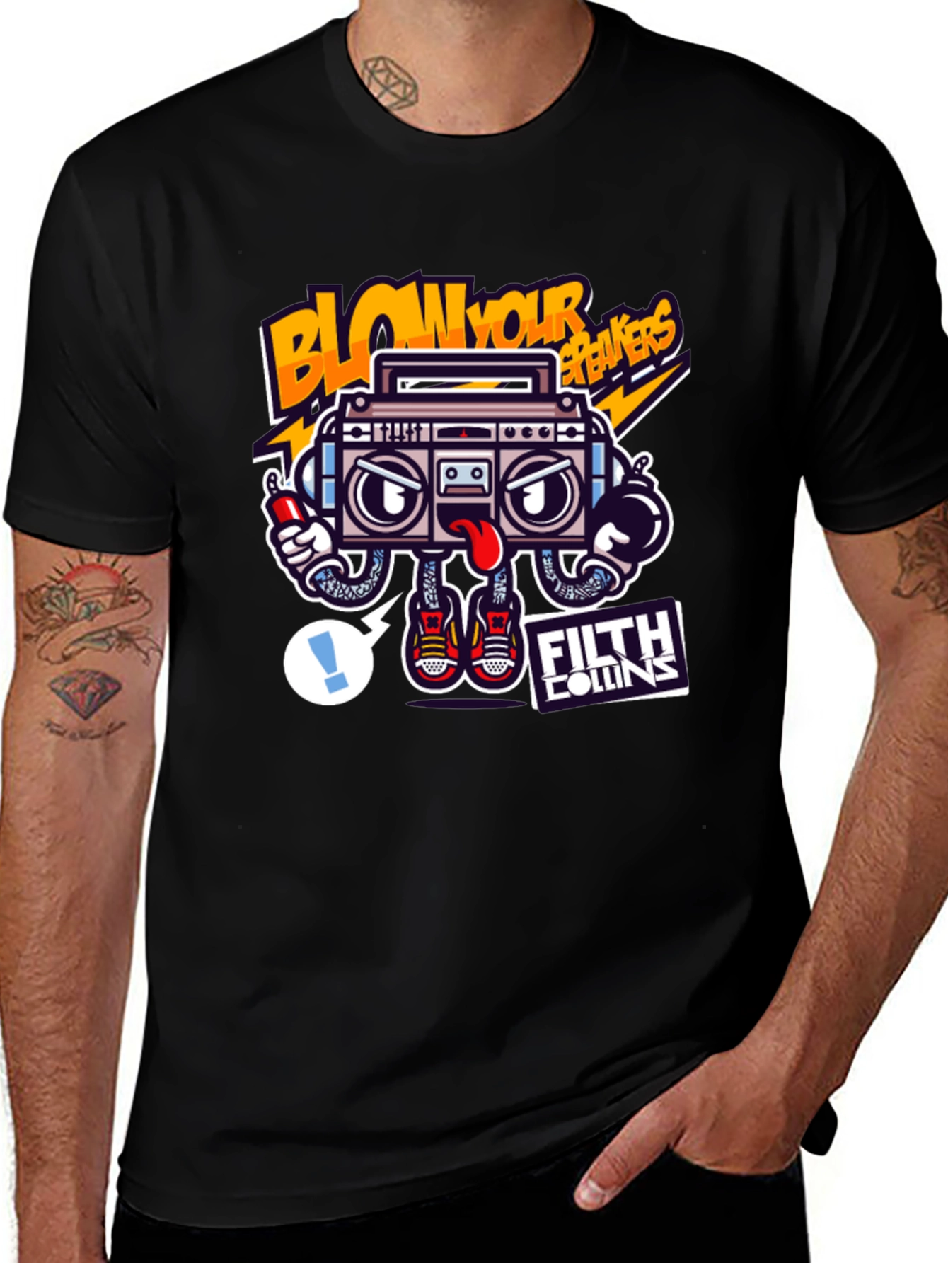 Boombox Graphic Black T-Shirt