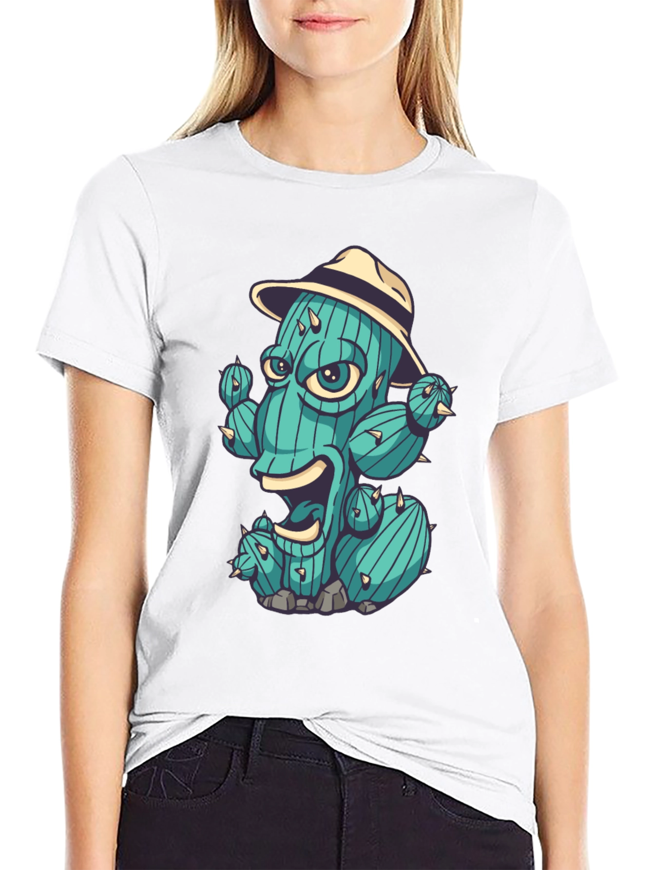 Cactus Character Graphic T-Shirt