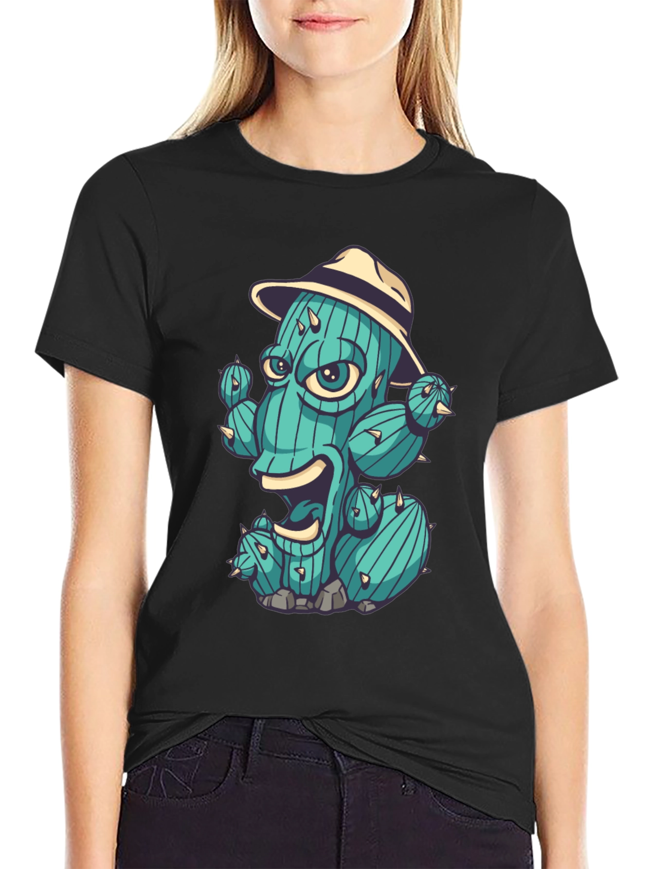 Cactus Character Graphic T-Shirt