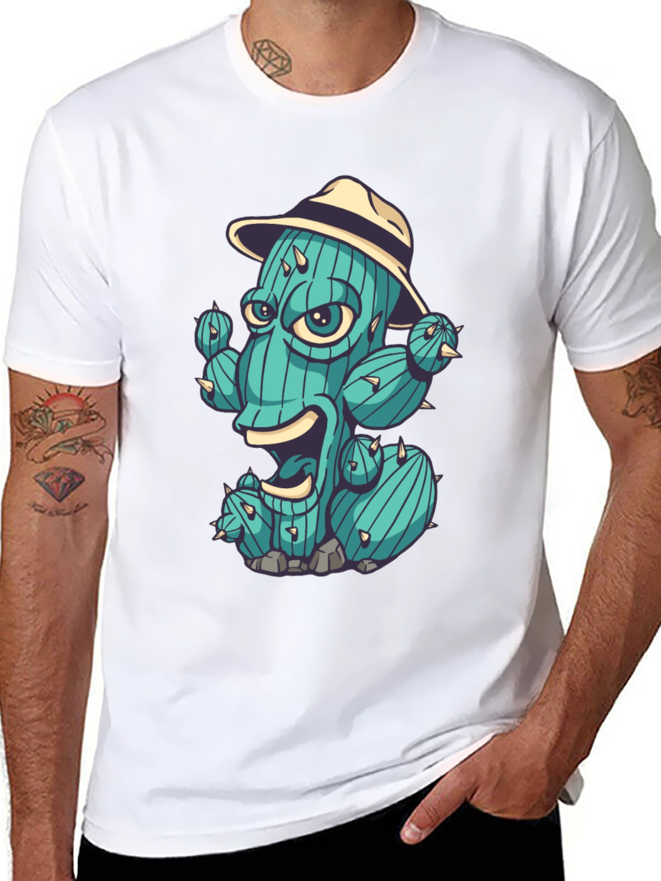 Cactus Character Graphic T-Shirt