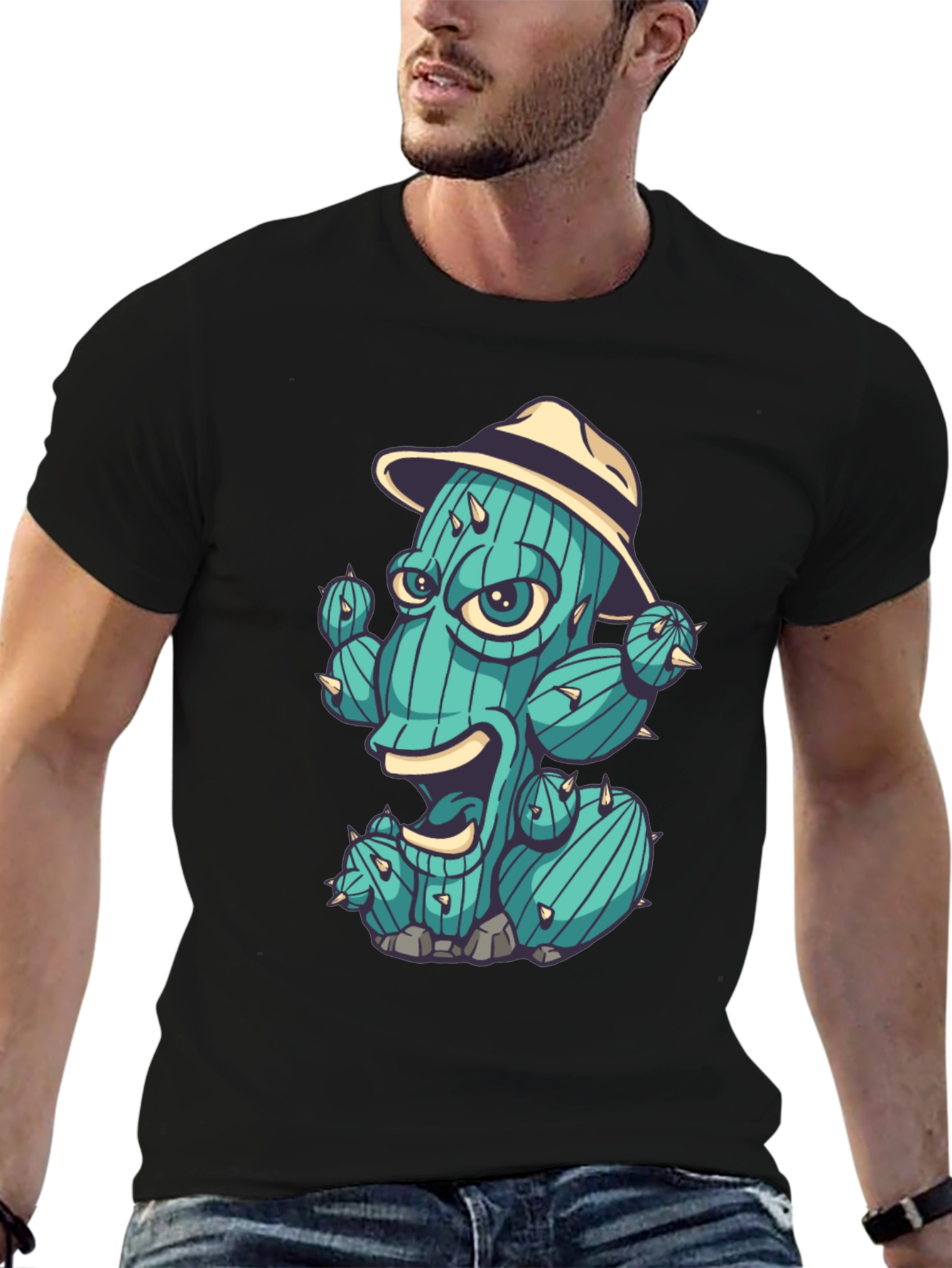 Cactus Character Graphic T-Shirt