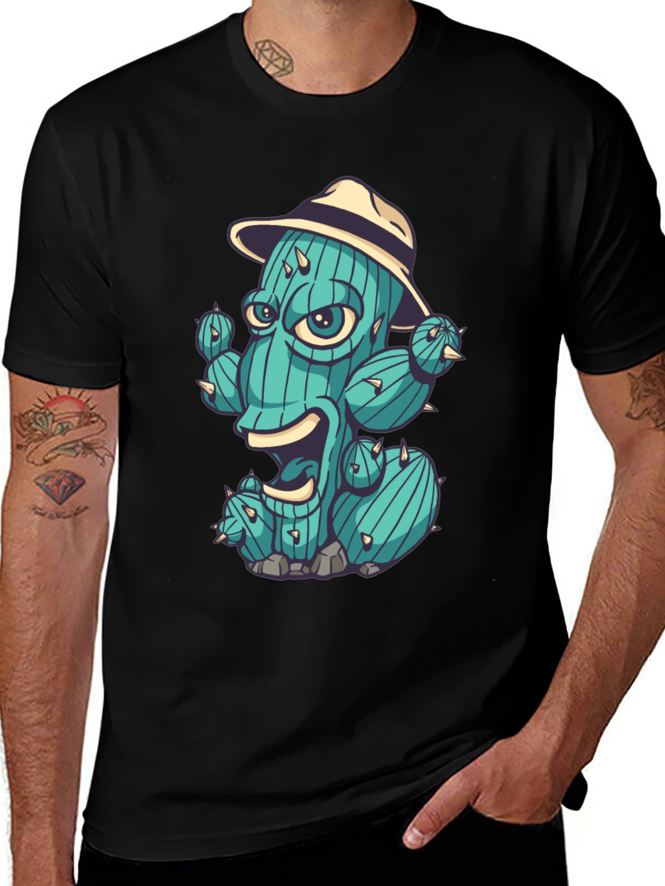 Cactus Character Graphic T-Shirt