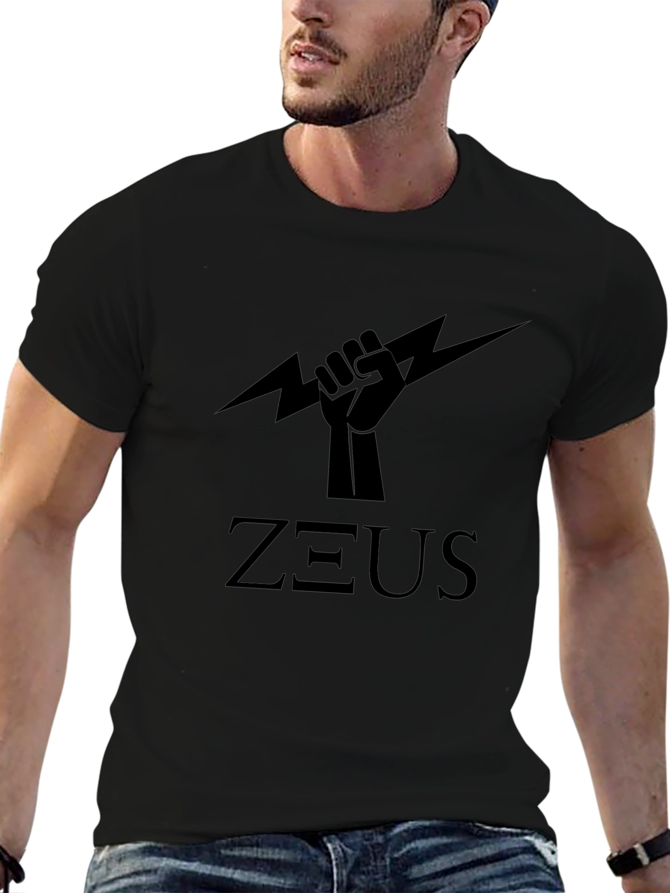Zeus Power Black T-Shirt - Lightning Bolt Graphic