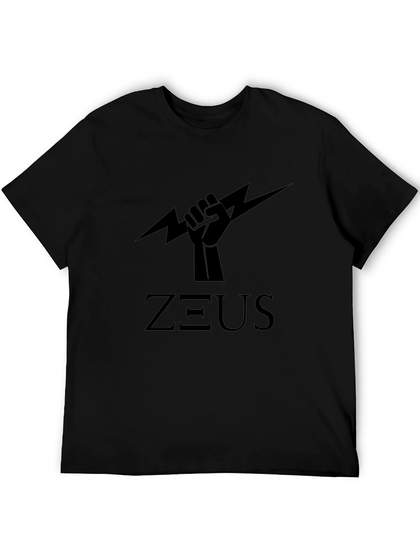Zeus Power Black T-Shirt - Lightning Bolt Graphic