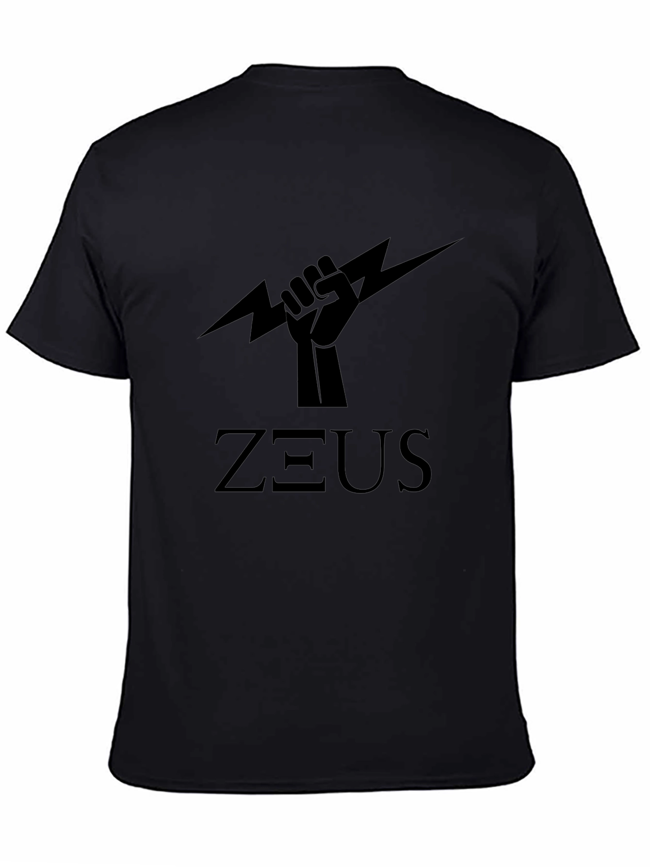 Zeus Power Black T-Shirt - Lightning Bolt Graphic