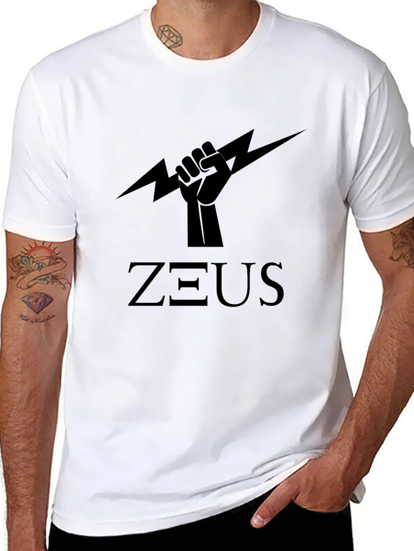 Zeus Power Black T-Shirt - Lightning Bolt Graphic
