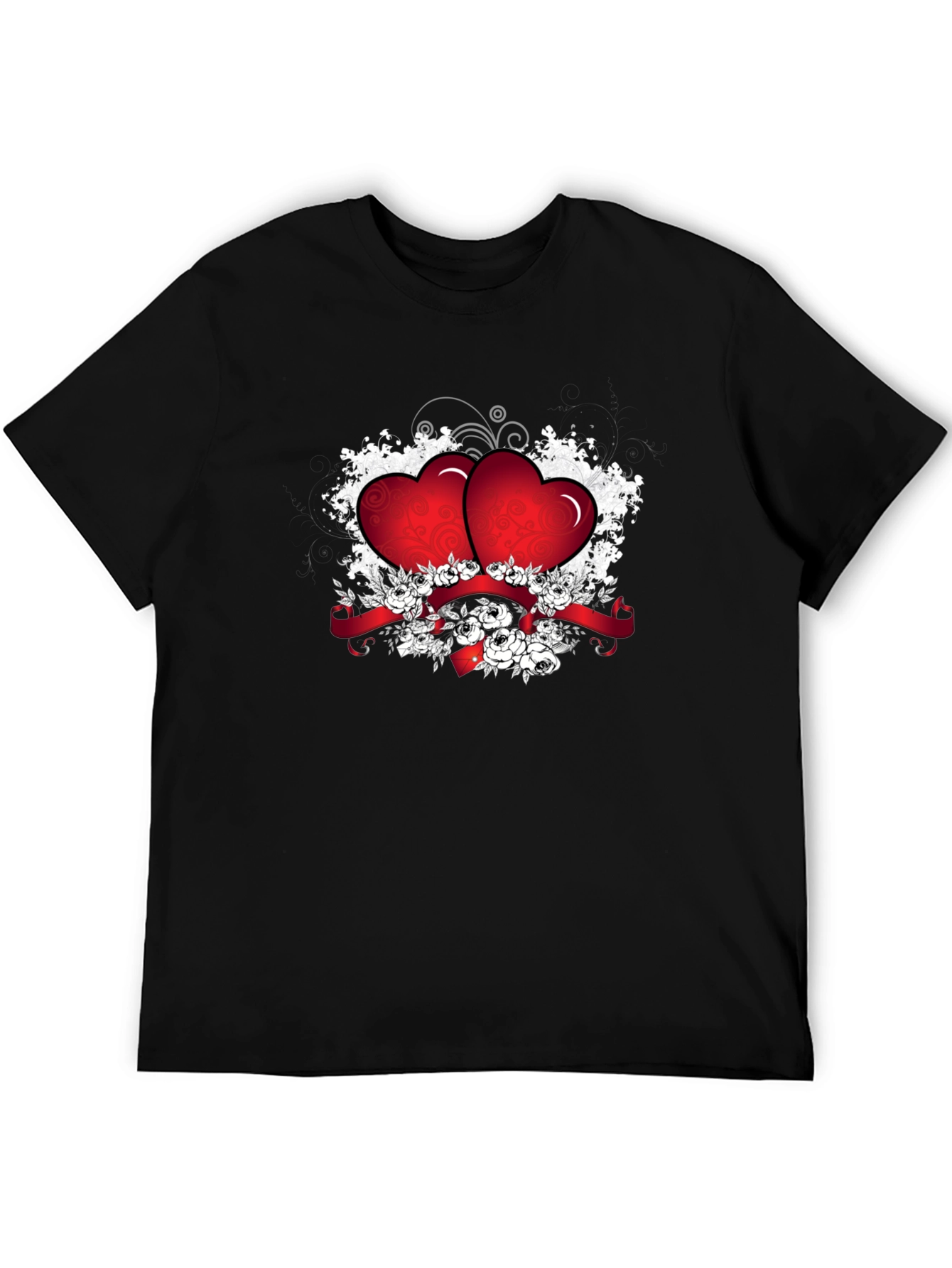 Romantic Heart Graphic Black T-Shirt