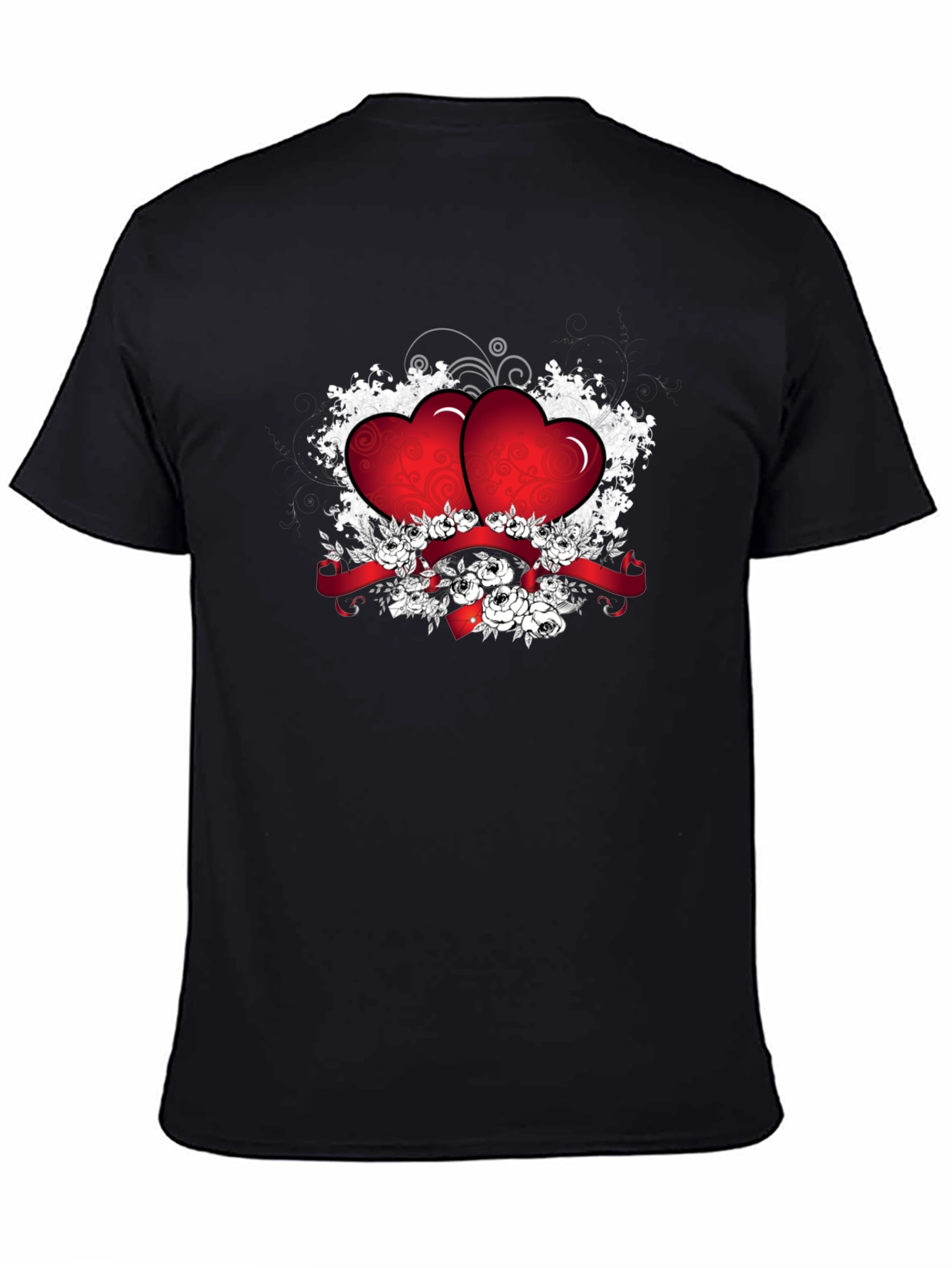 Romantic Heart Graphic Black T-Shirt
