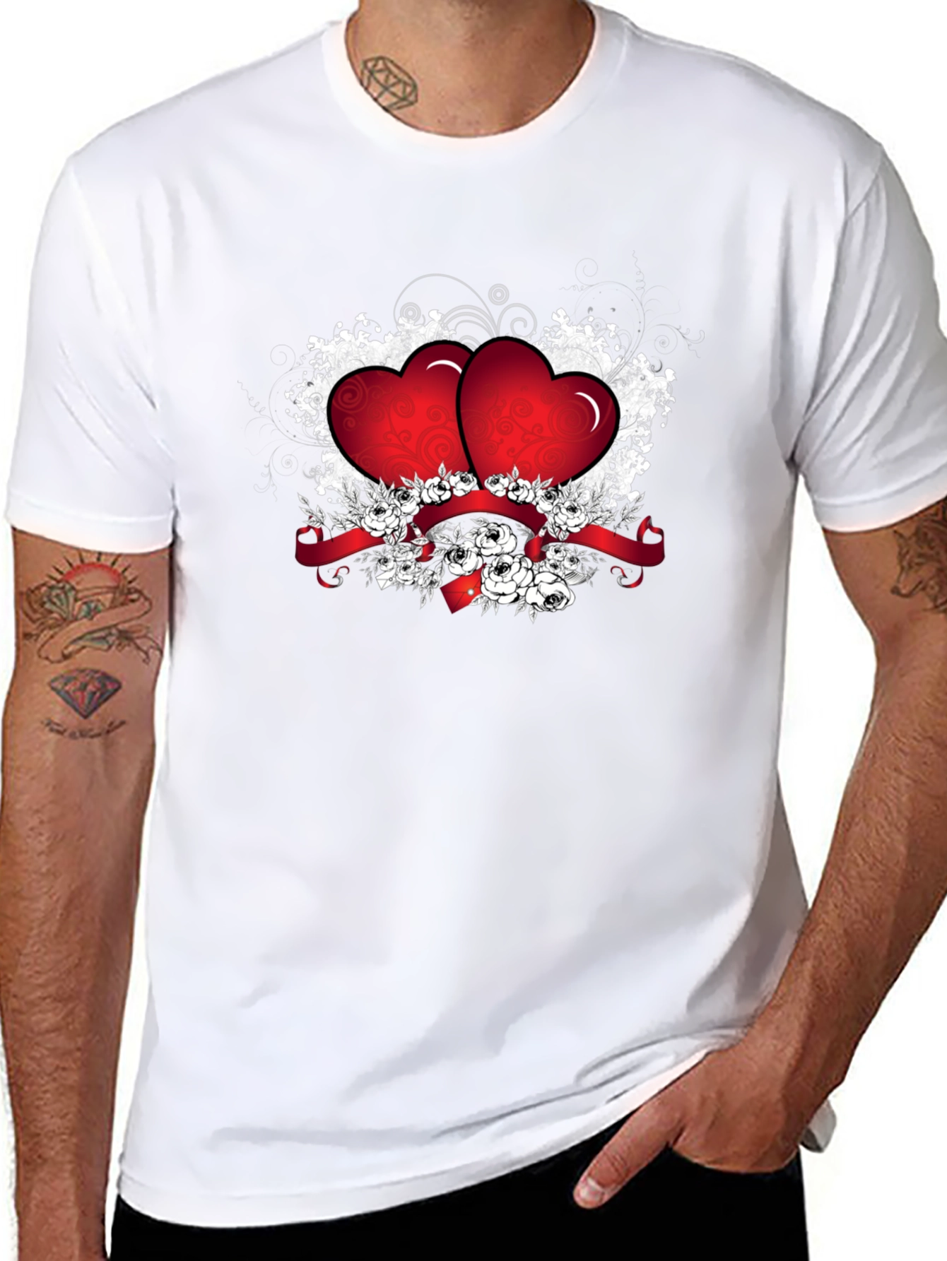 Romantic Heart Graphic Black T-Shirt