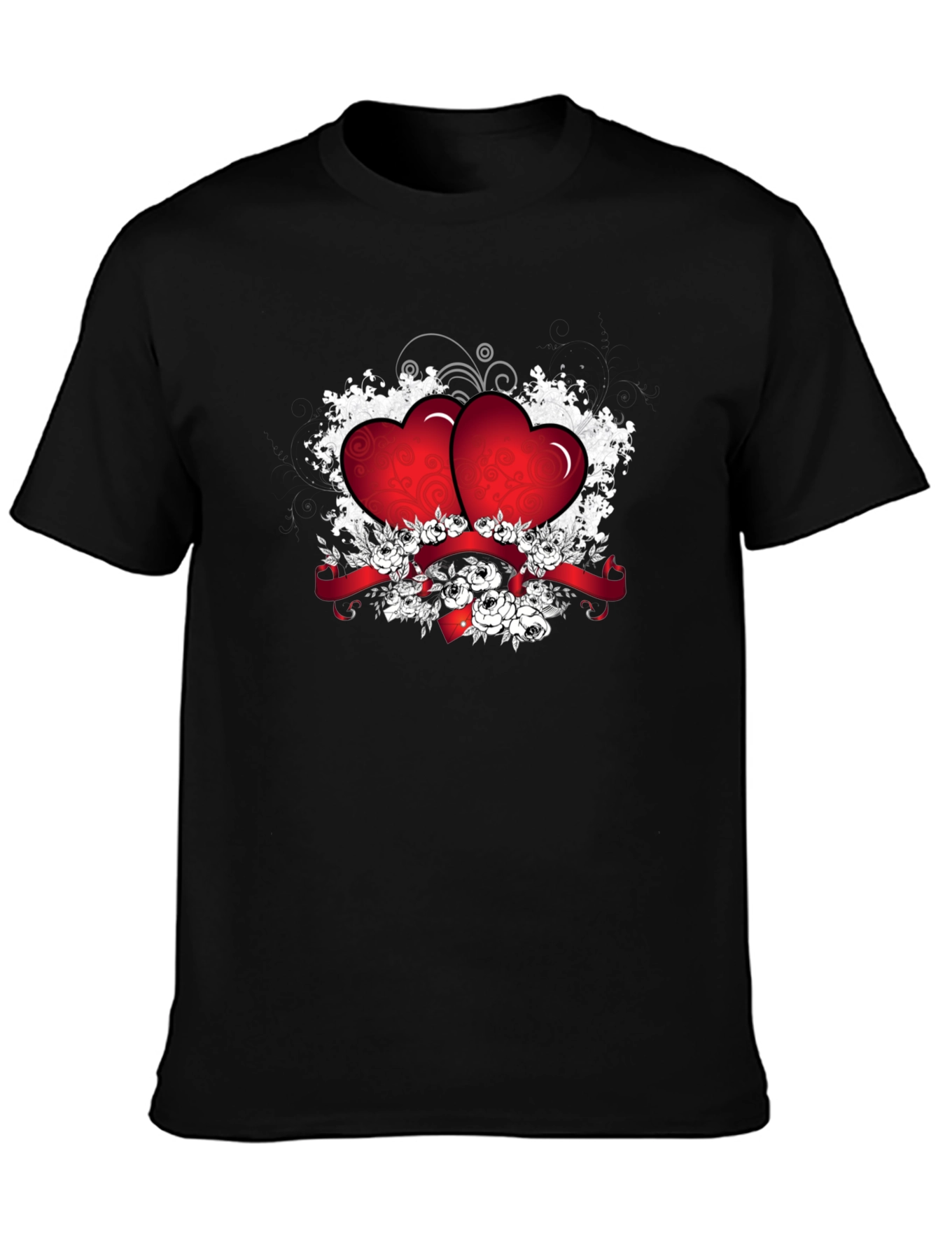 Romantic Heart Graphic Black T-Shirt
