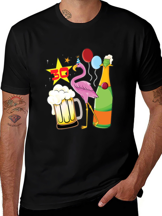 Funny 30th Birthday Flamingo Party Black T-Shirt