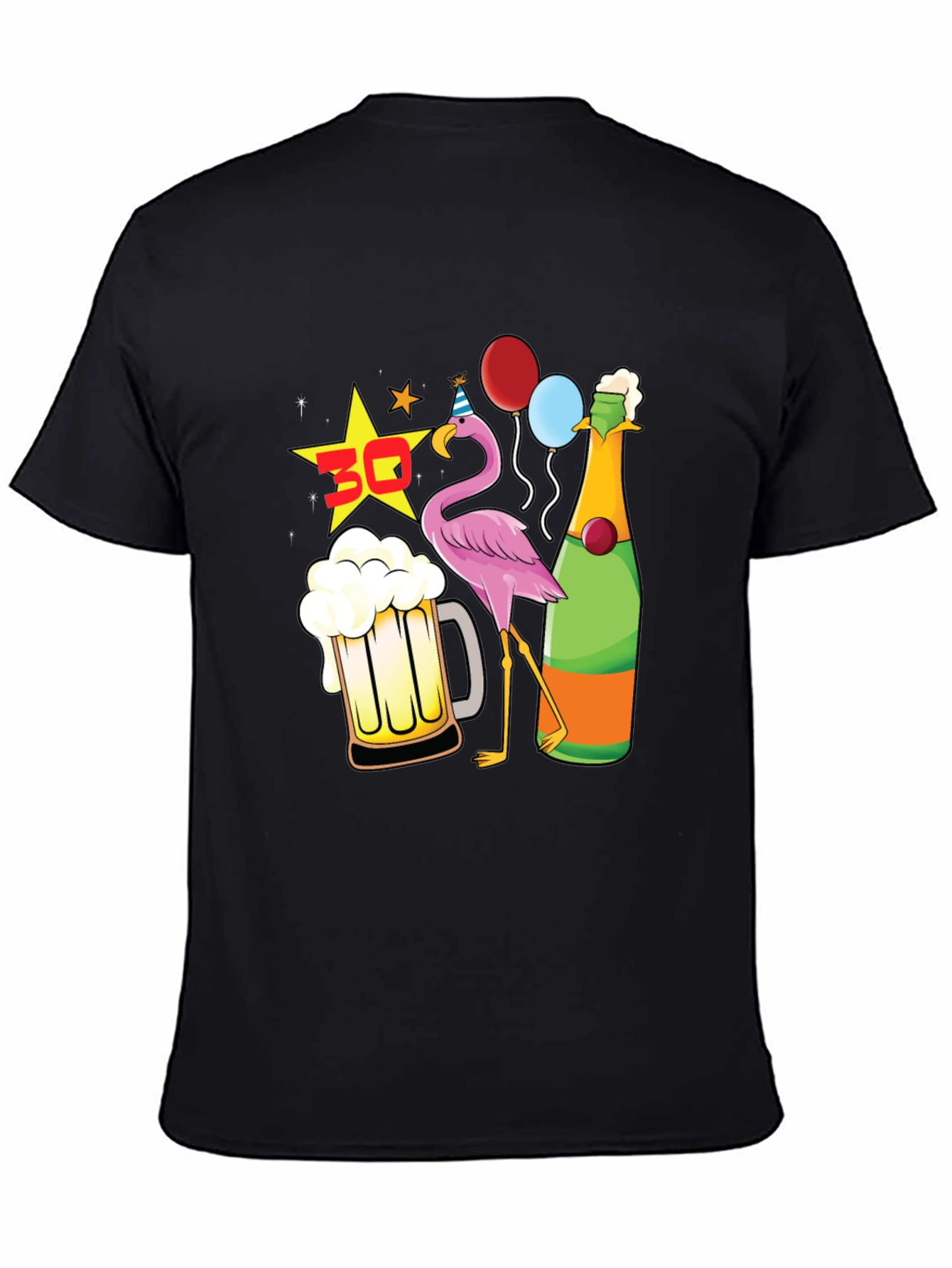 Funny 30th Birthday Flamingo Party Black T-Shirt