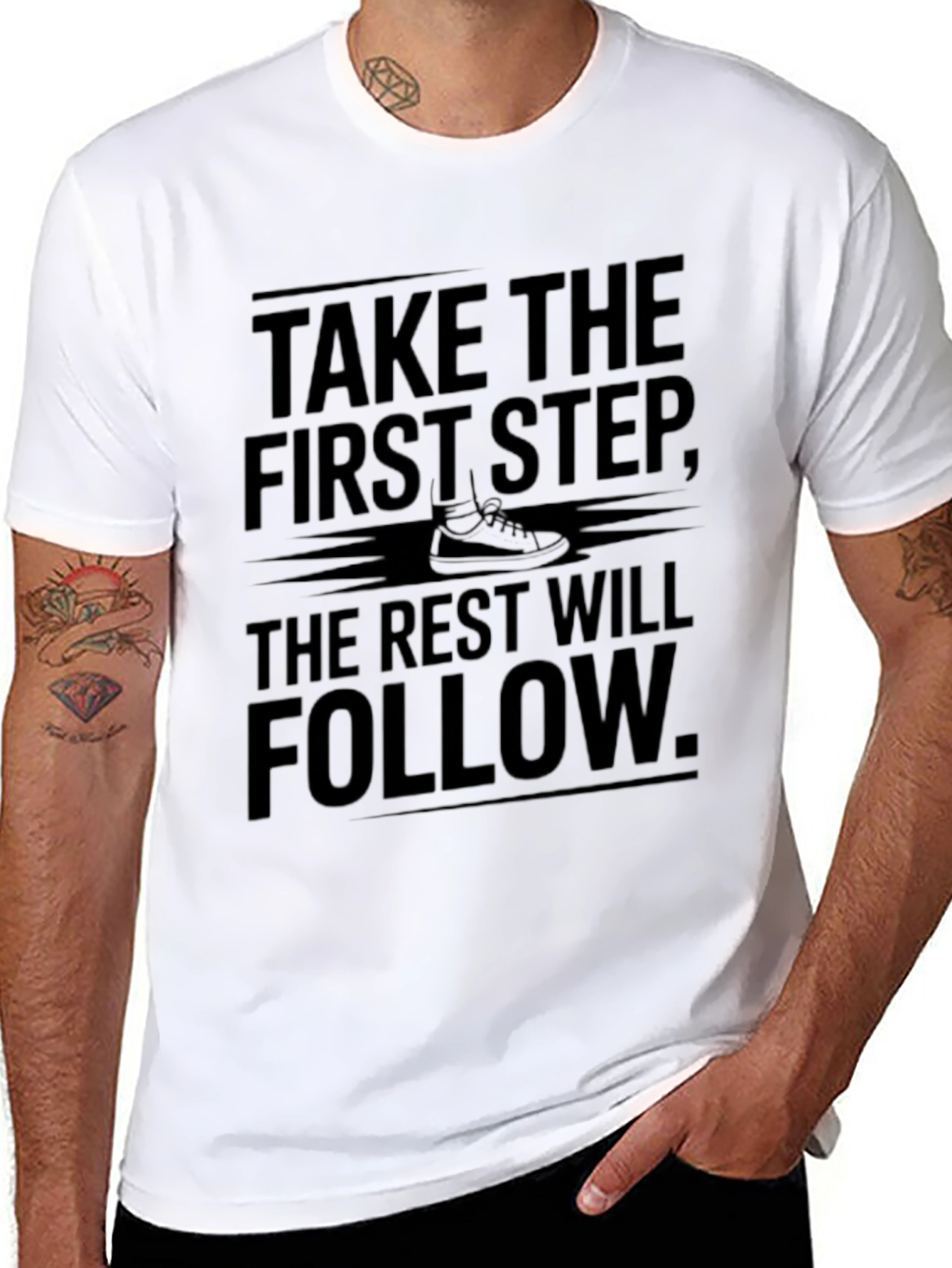 Motivational Black T-Shirt: Take the First Step