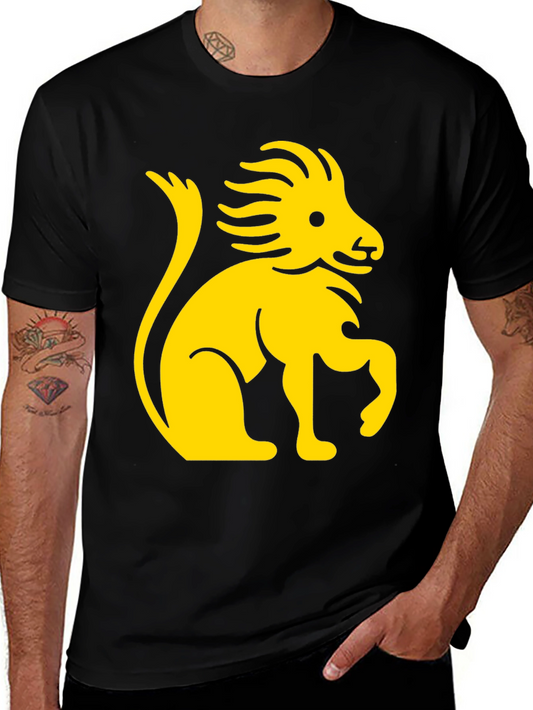 Lion Graphic Print Black Cotton T-Shirt