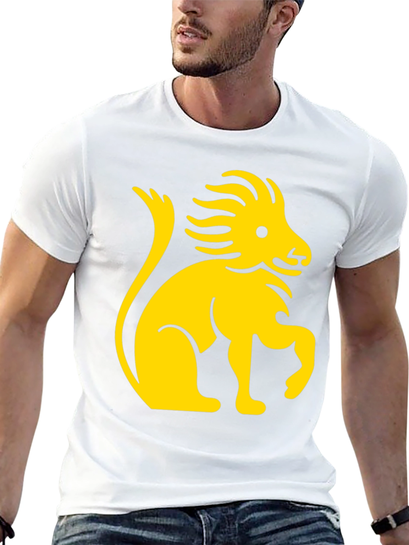 Lion Graphic Print Black Cotton T-Shirt