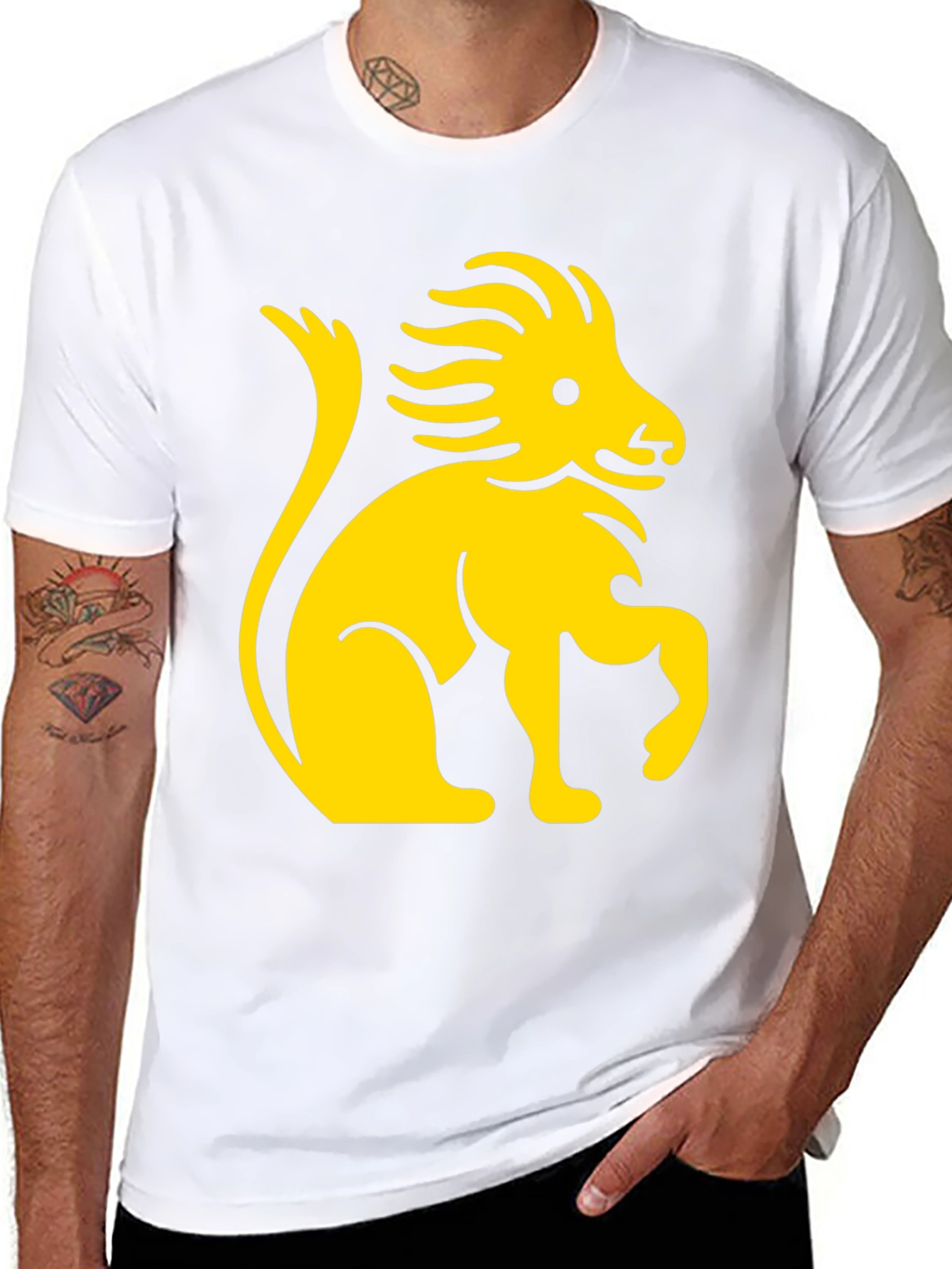 Lion Graphic Print Black Cotton T-Shirt
