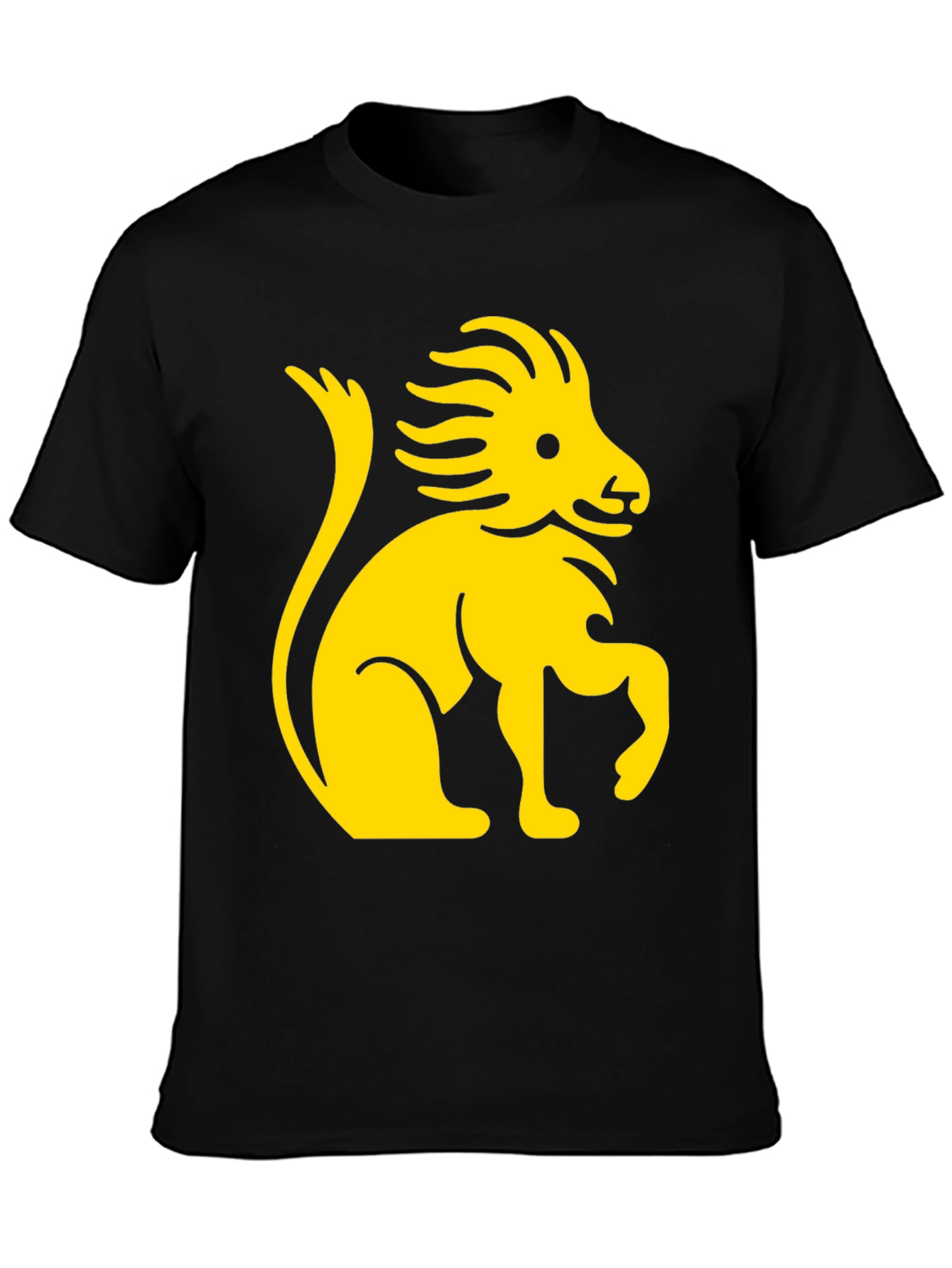 Lion Graphic Print Black Cotton T-Shirt