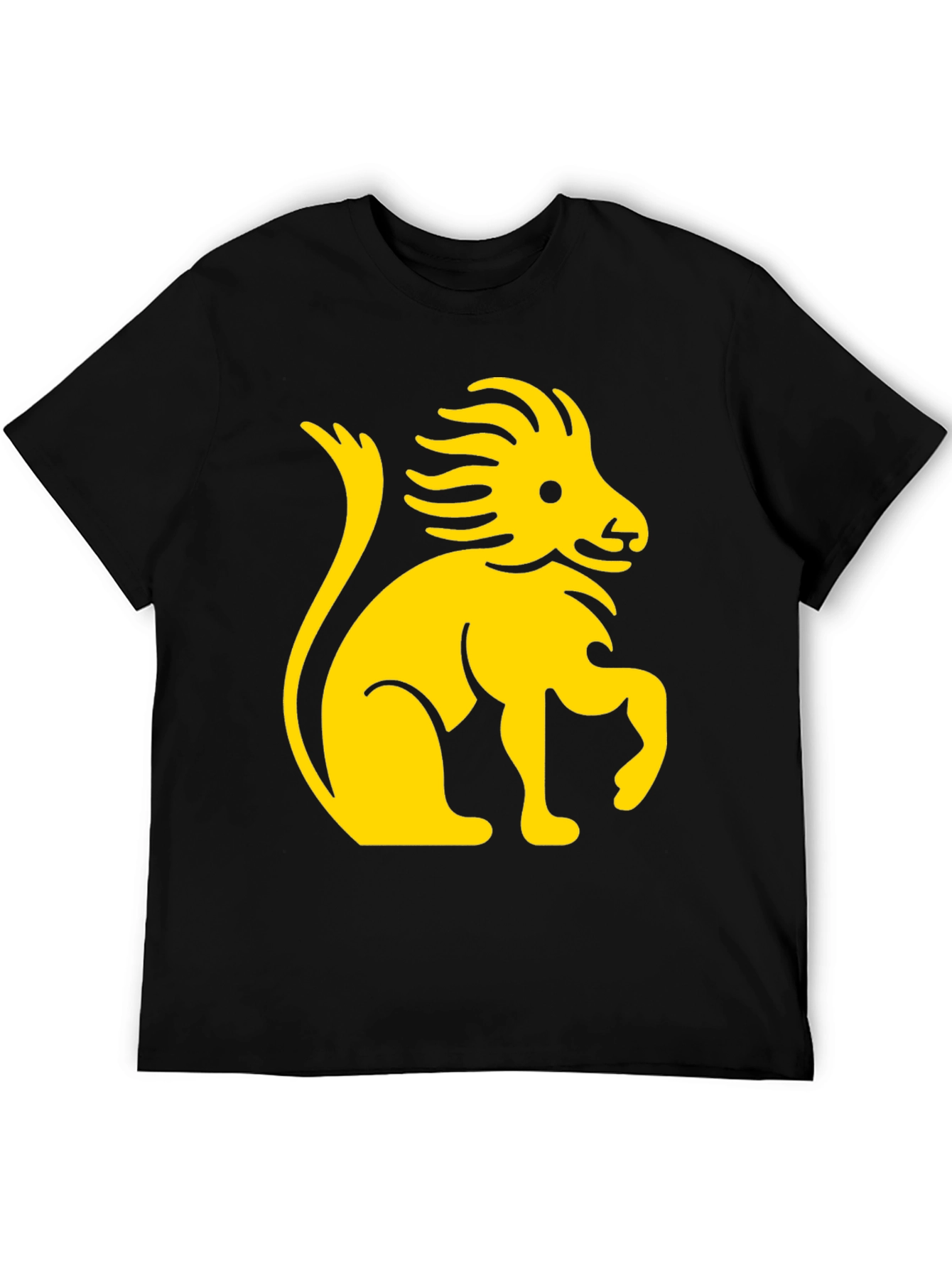 Lion Graphic Print Black Cotton T-Shirt