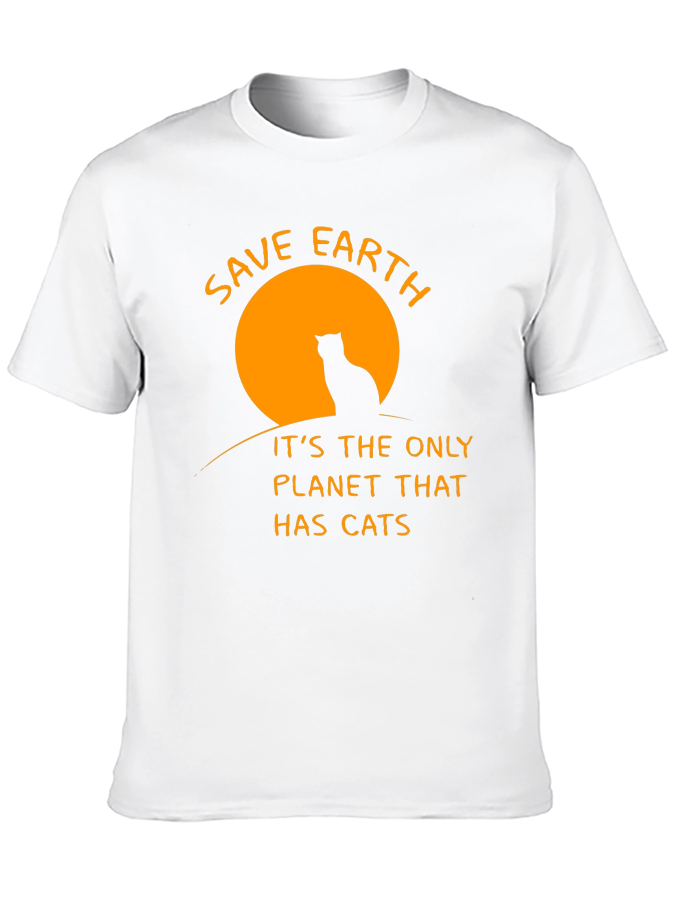 Save Earth Cats T-Shirt - Black Cotton Crew Neck