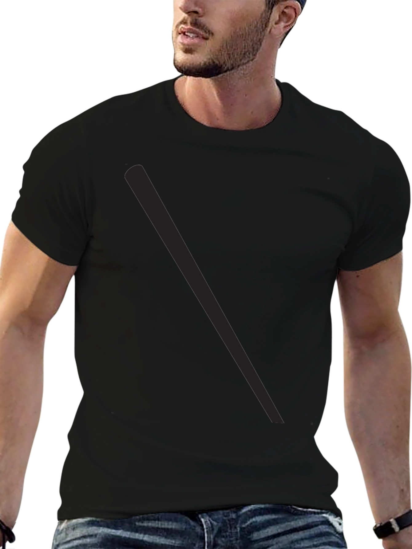 Mens Solid Black Casual T-Shirt