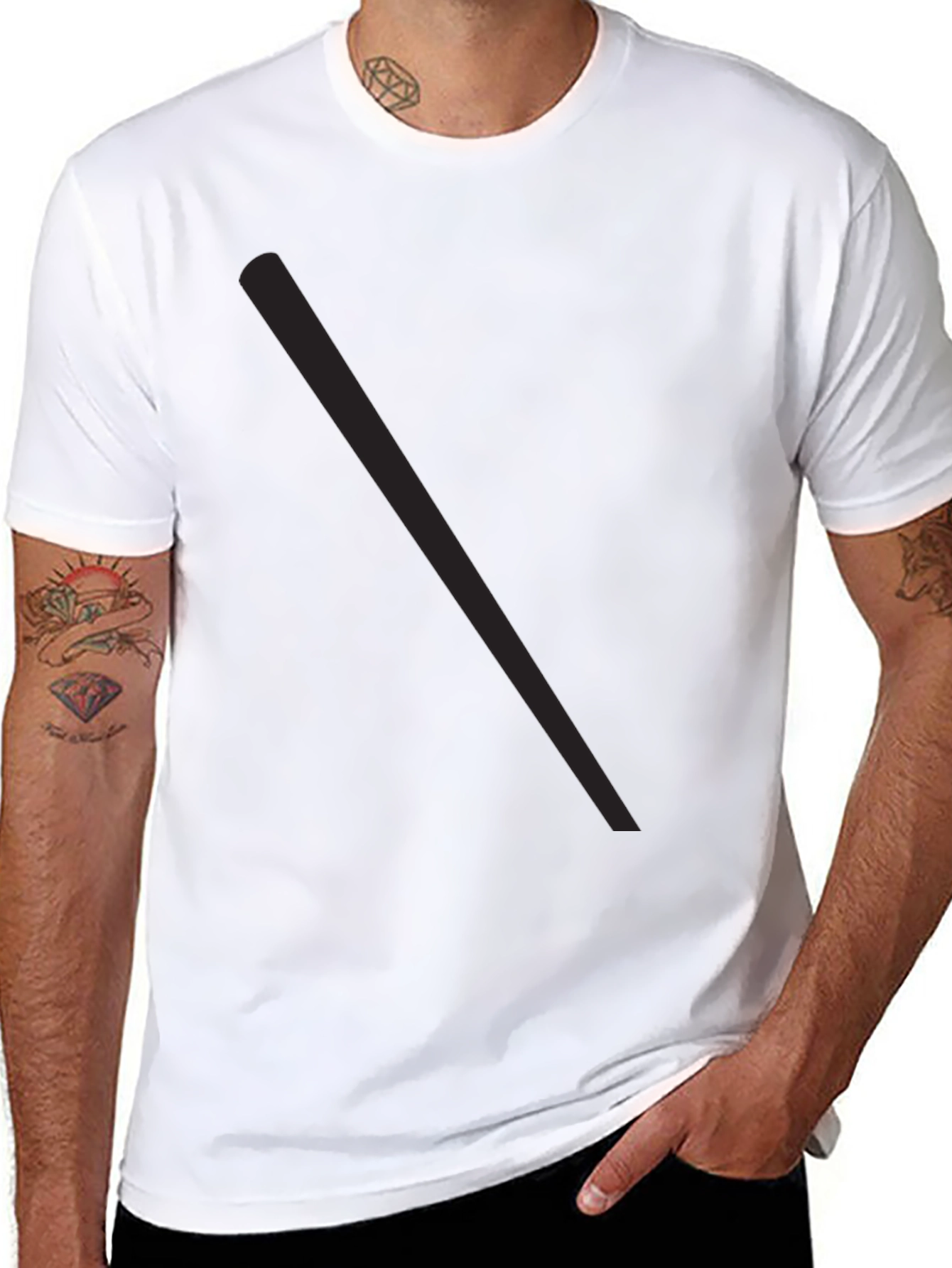 Mens Solid Black Casual T-Shirt