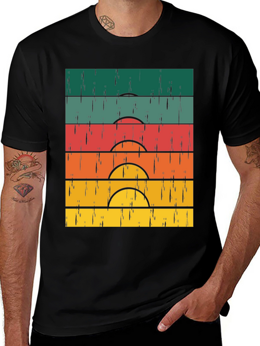 Retro Sunset Graphic Tee - Vintage Style Black T-Shirt