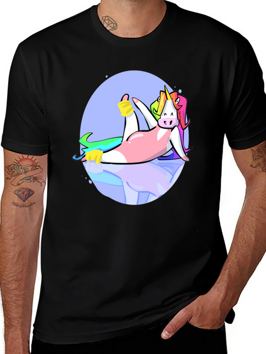 Unicorn Yoga Tee - Black Cotton Graphic T-Shirt