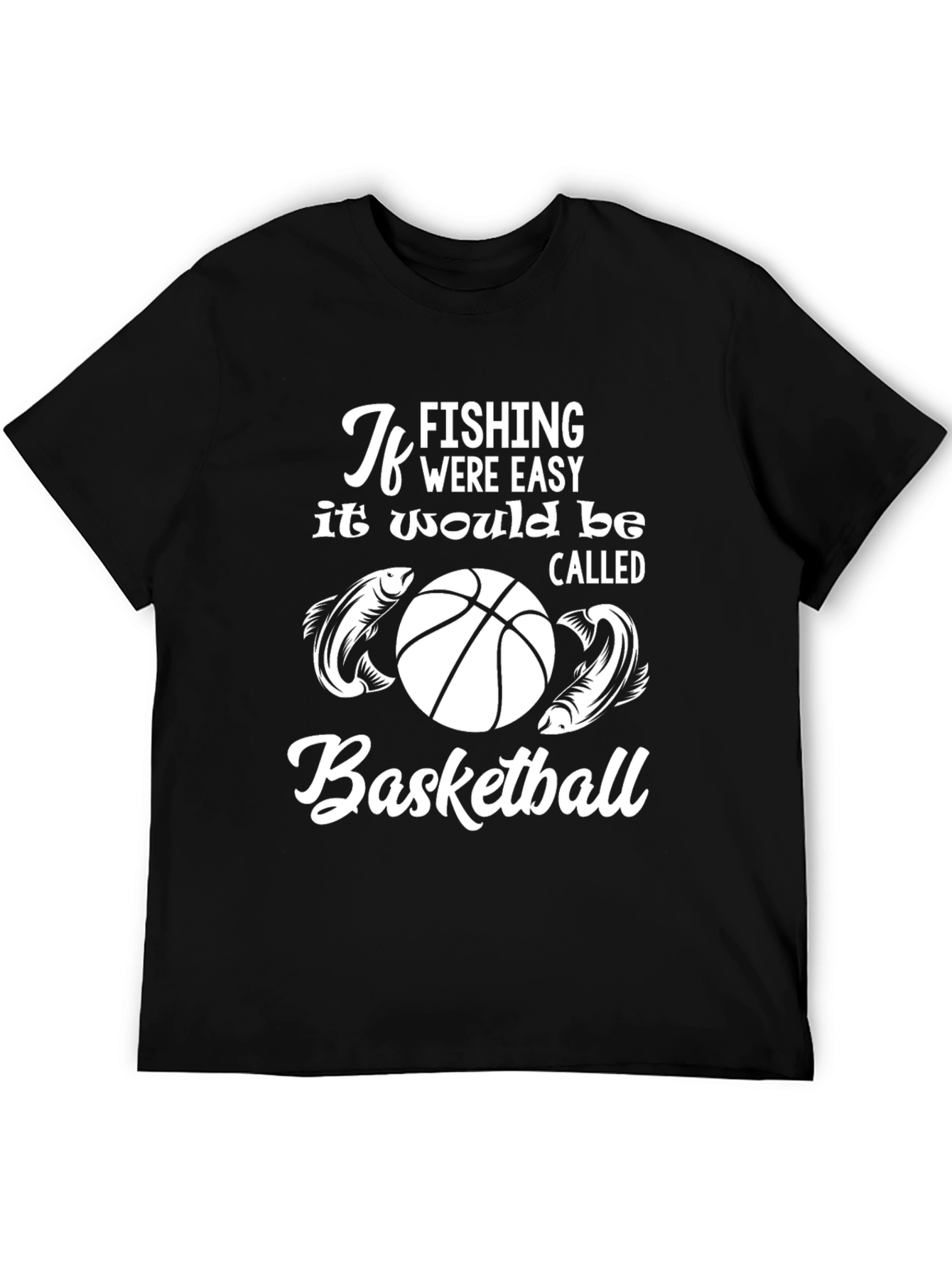 Fishing vs Basketball Funny Graphic Tee