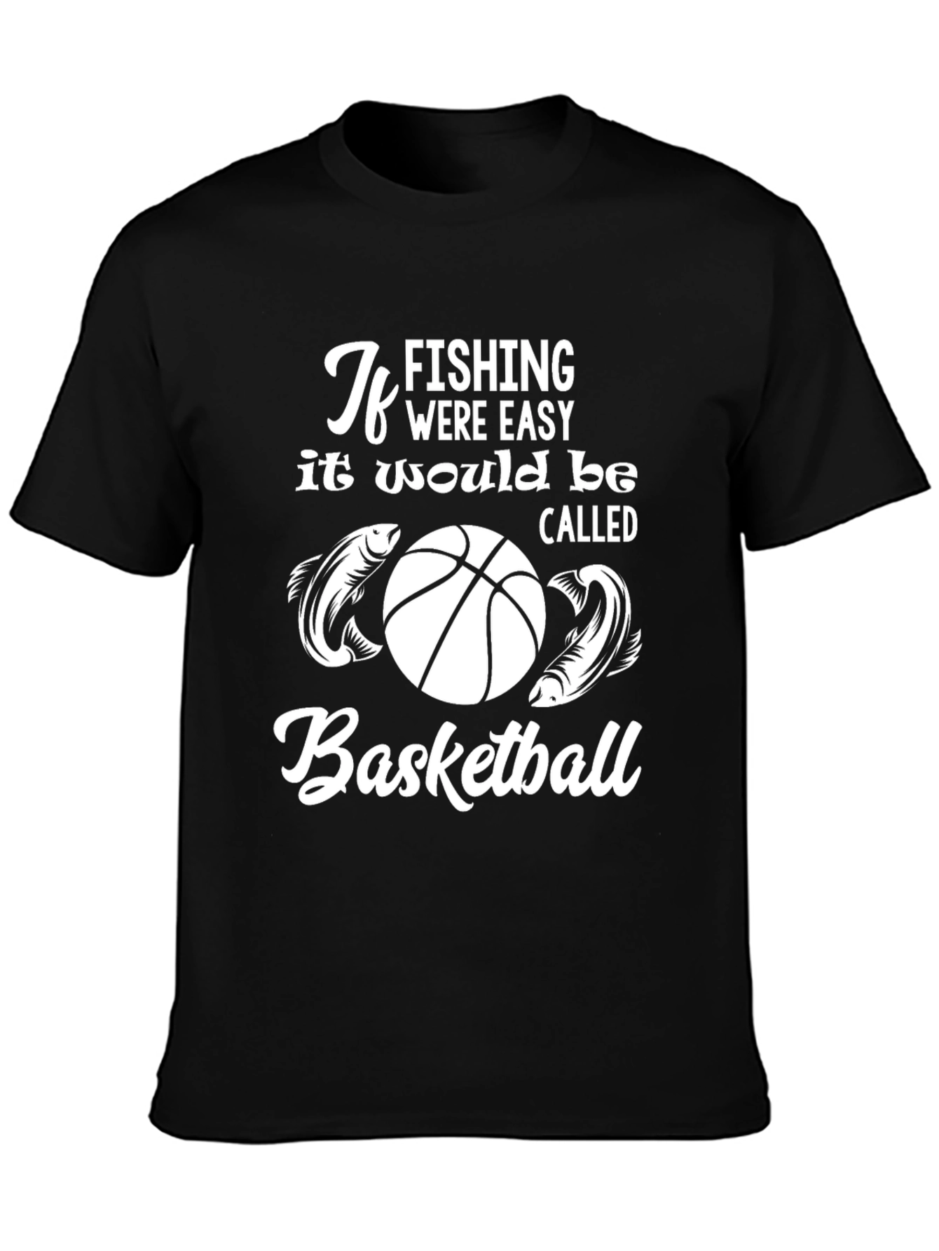 Fishing vs Basketball Funny Graphic Tee