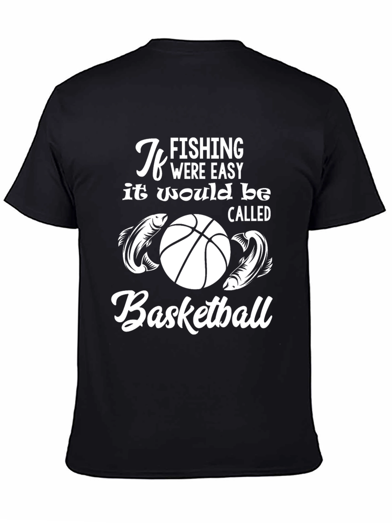 Fishing vs Basketball Funny Graphic Tee
