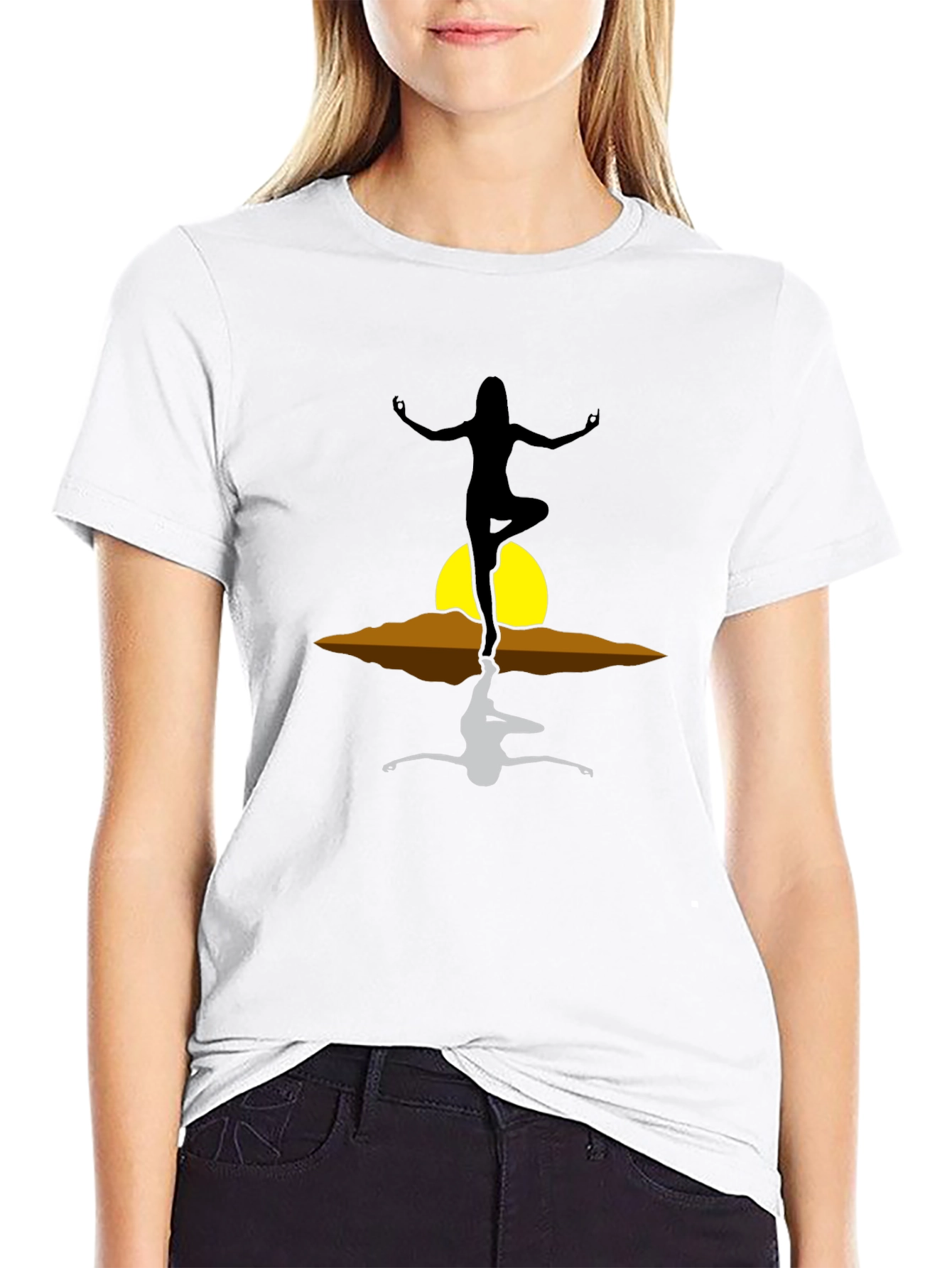 Yoga Reflection Graphic T-Shirt - Zen Style