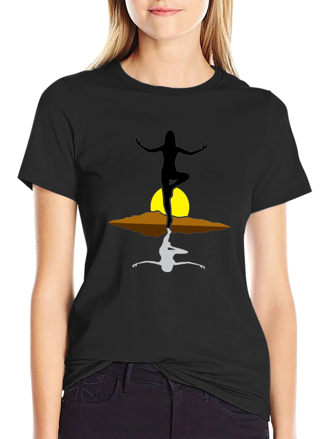 Yoga Reflection Graphic T-Shirt - Zen Style