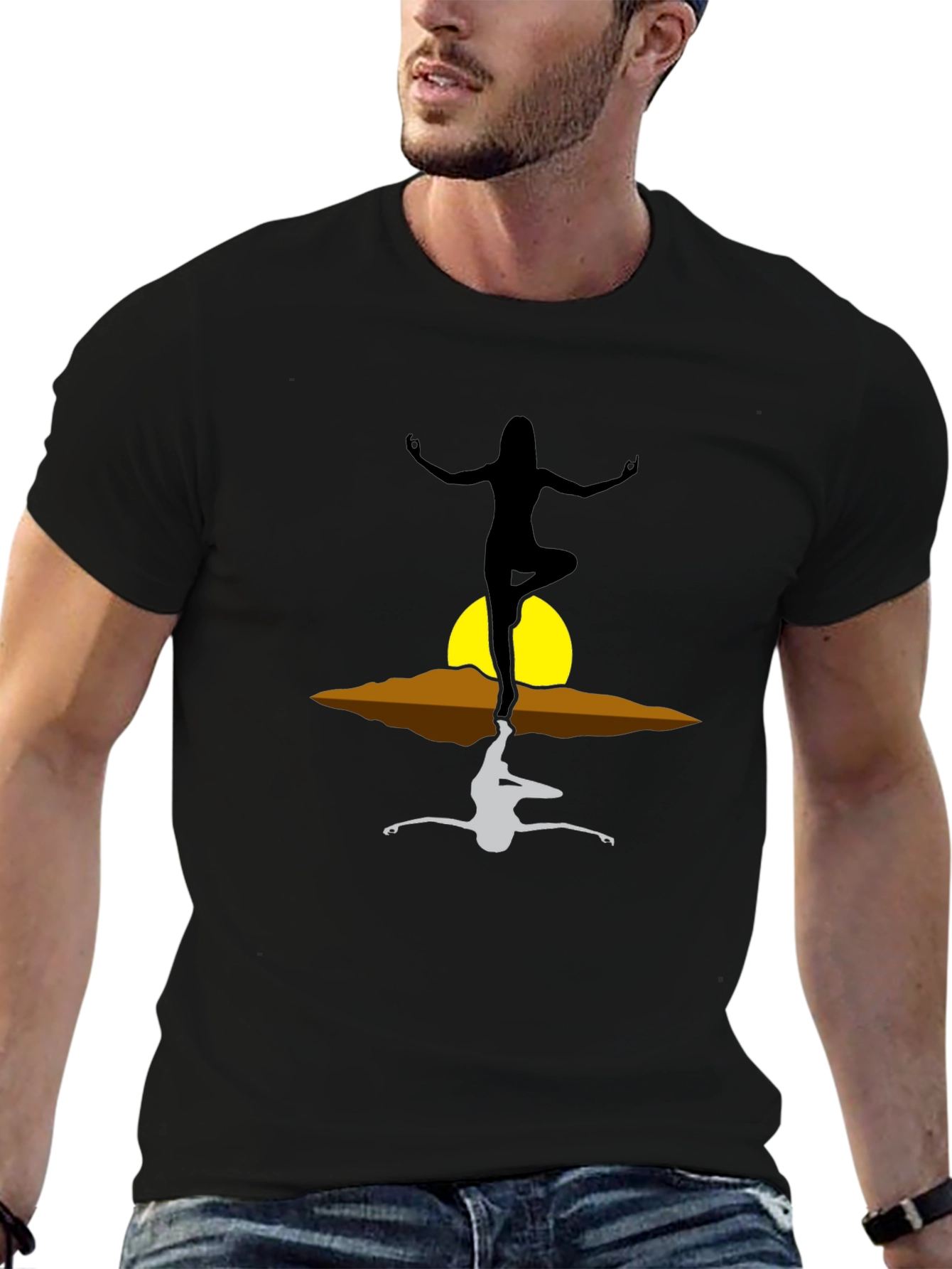 Yoga Reflection Graphic T-Shirt - Zen Style