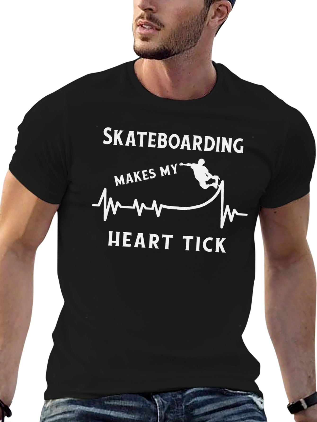 Skateboarding Heartbeat T-Shirt - Makes My Heart Tick