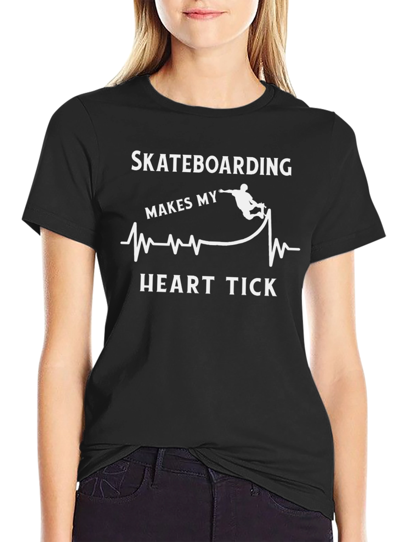 Skateboarding Heartbeat T-Shirt - Makes My Heart Tick