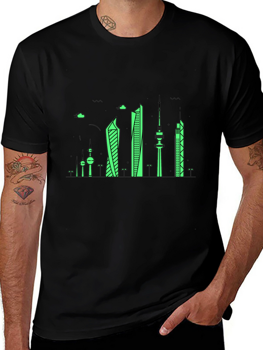 Kuwait City Skyline Graphic T-Shirt - Black