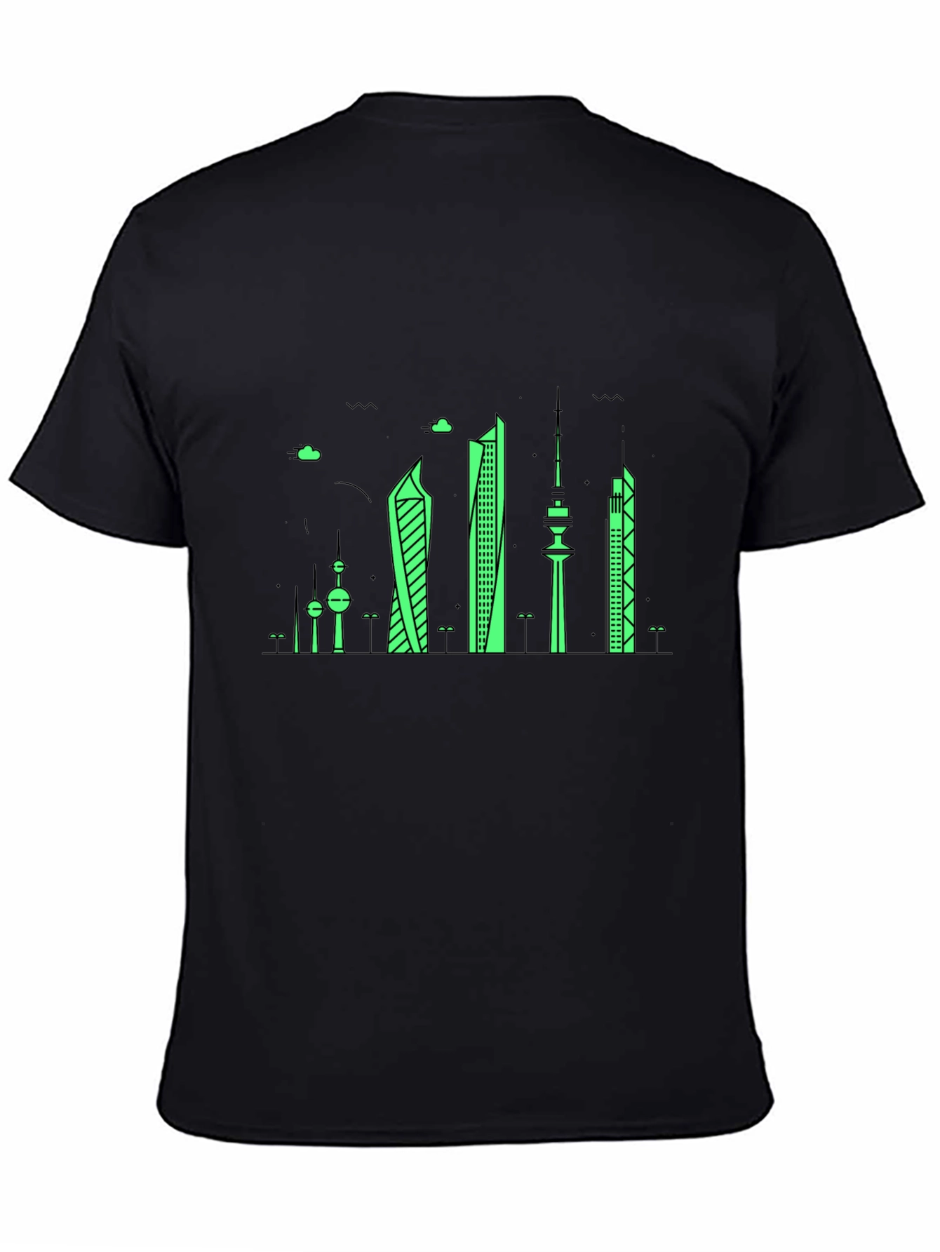 Kuwait City Skyline Graphic T-Shirt - Black