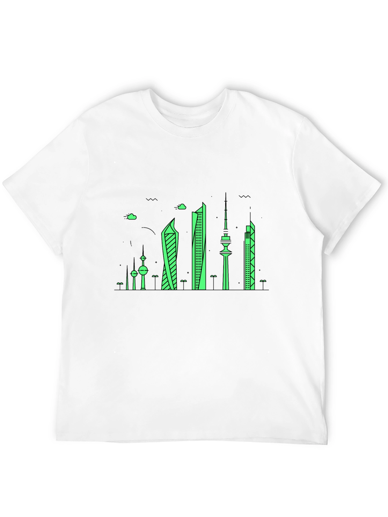 Kuwait City Skyline Graphic T-Shirt - Black