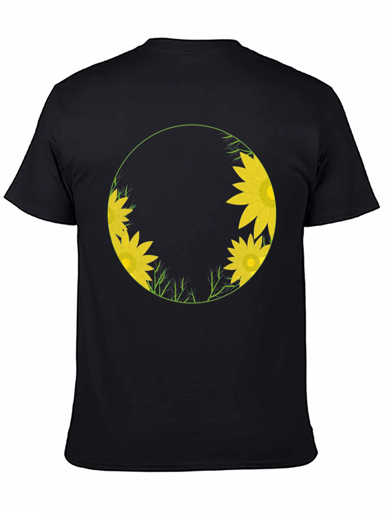 Sunflower Circle Graphic Tee - Stylish Black T-Shirt
