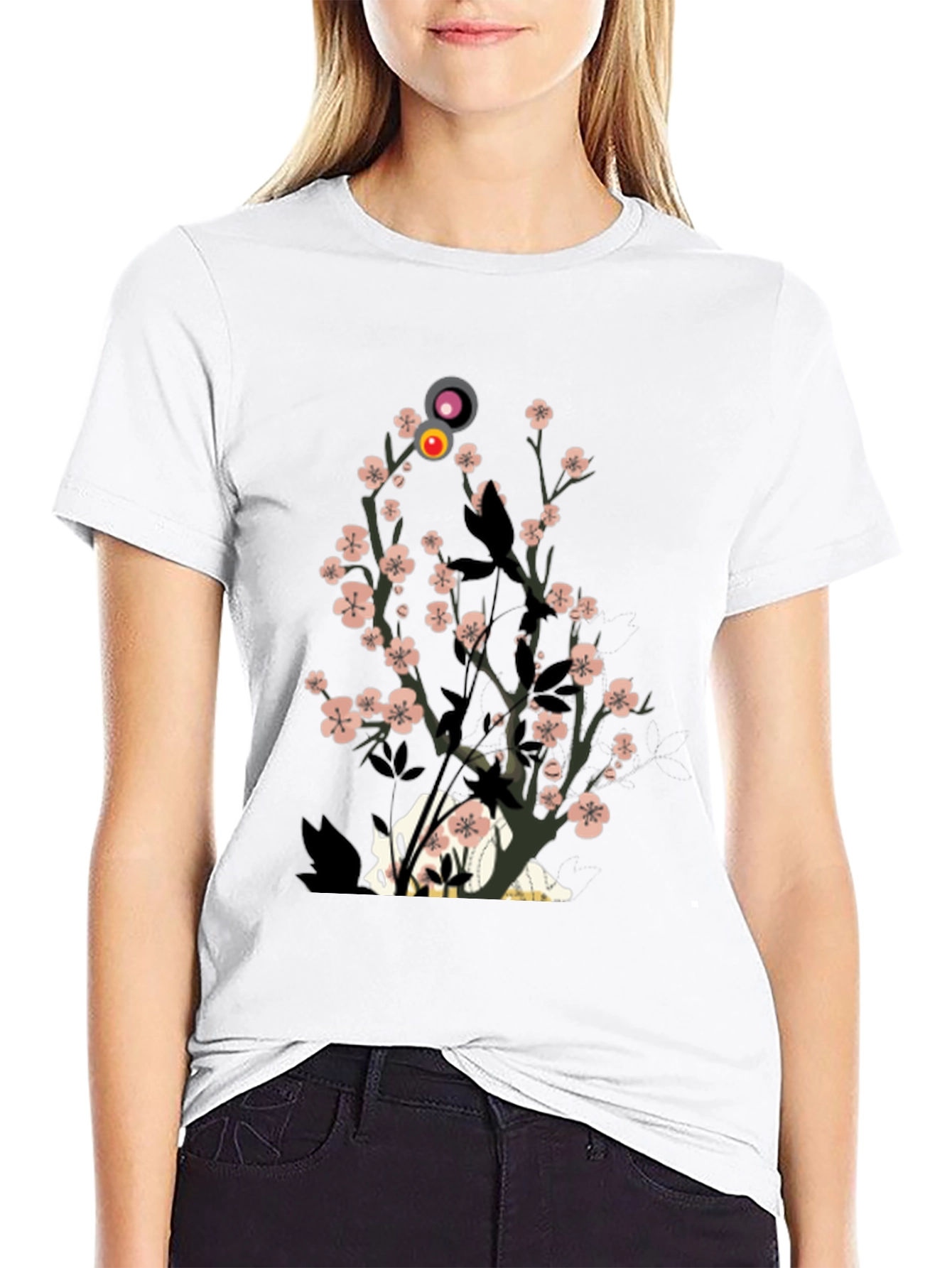 Sakura Cat Graphic Tee - Stylish Unisex T-Shirt