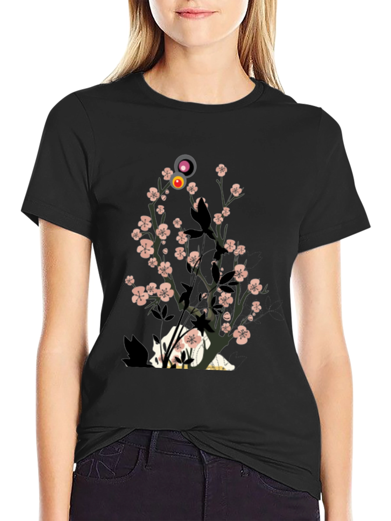 Sakura Cat Graphic Tee - Stylish Unisex T-Shirt