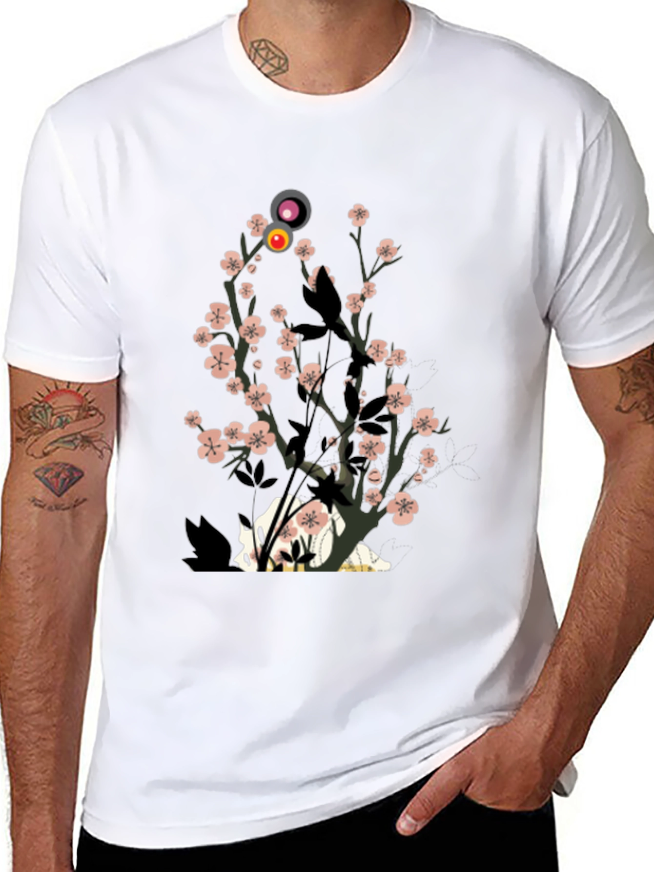Sakura Cat Graphic Tee - Stylish Unisex T-Shirt