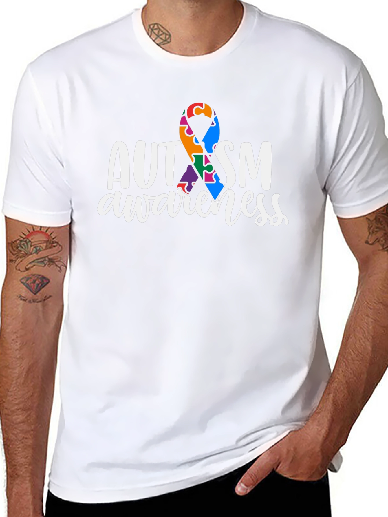 Autism Awareness Ribbon T-Shirt - Black