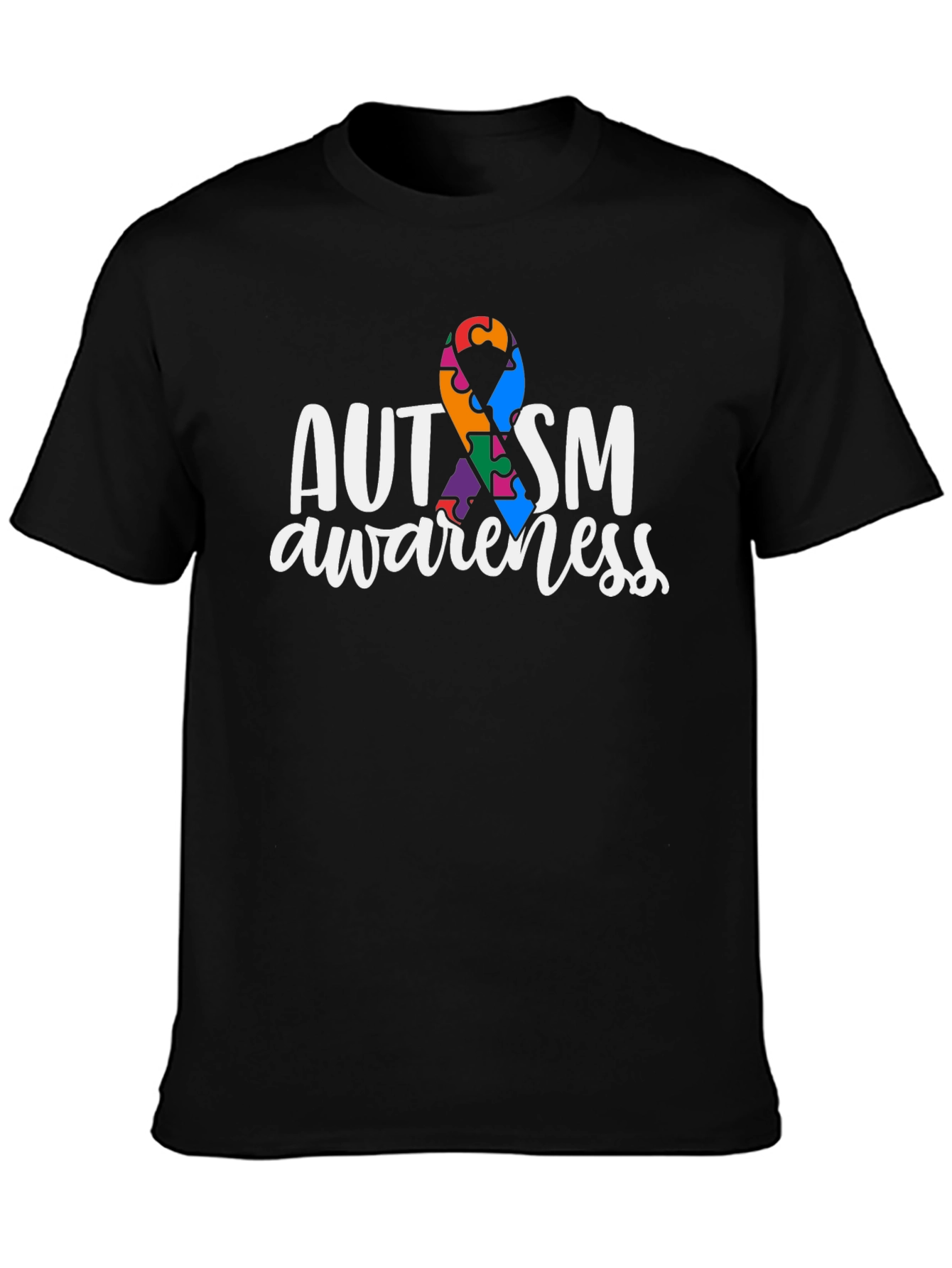 Autism Awareness Ribbon T-Shirt - Black