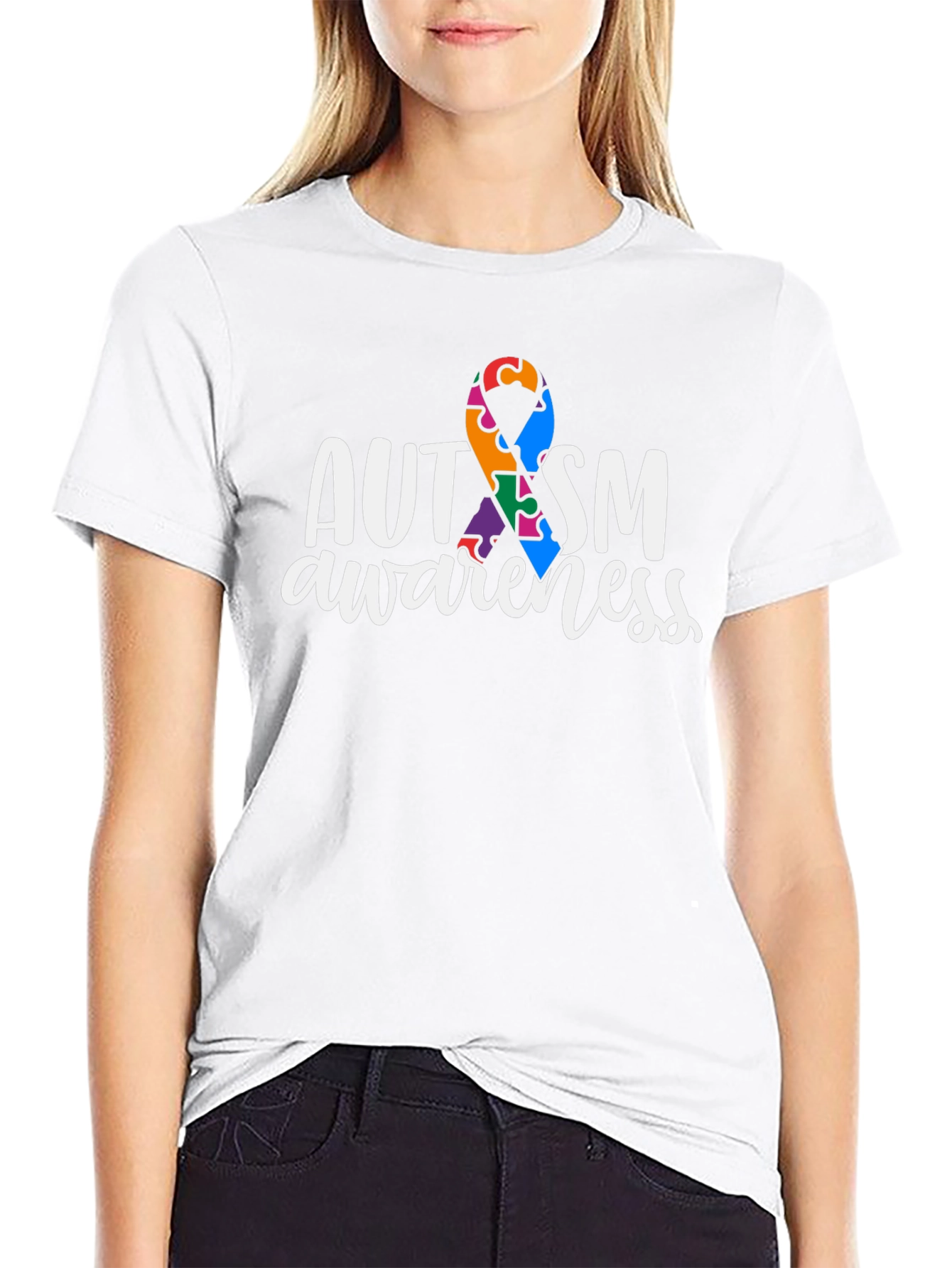 Autism Awareness Ribbon T-Shirt - Black
