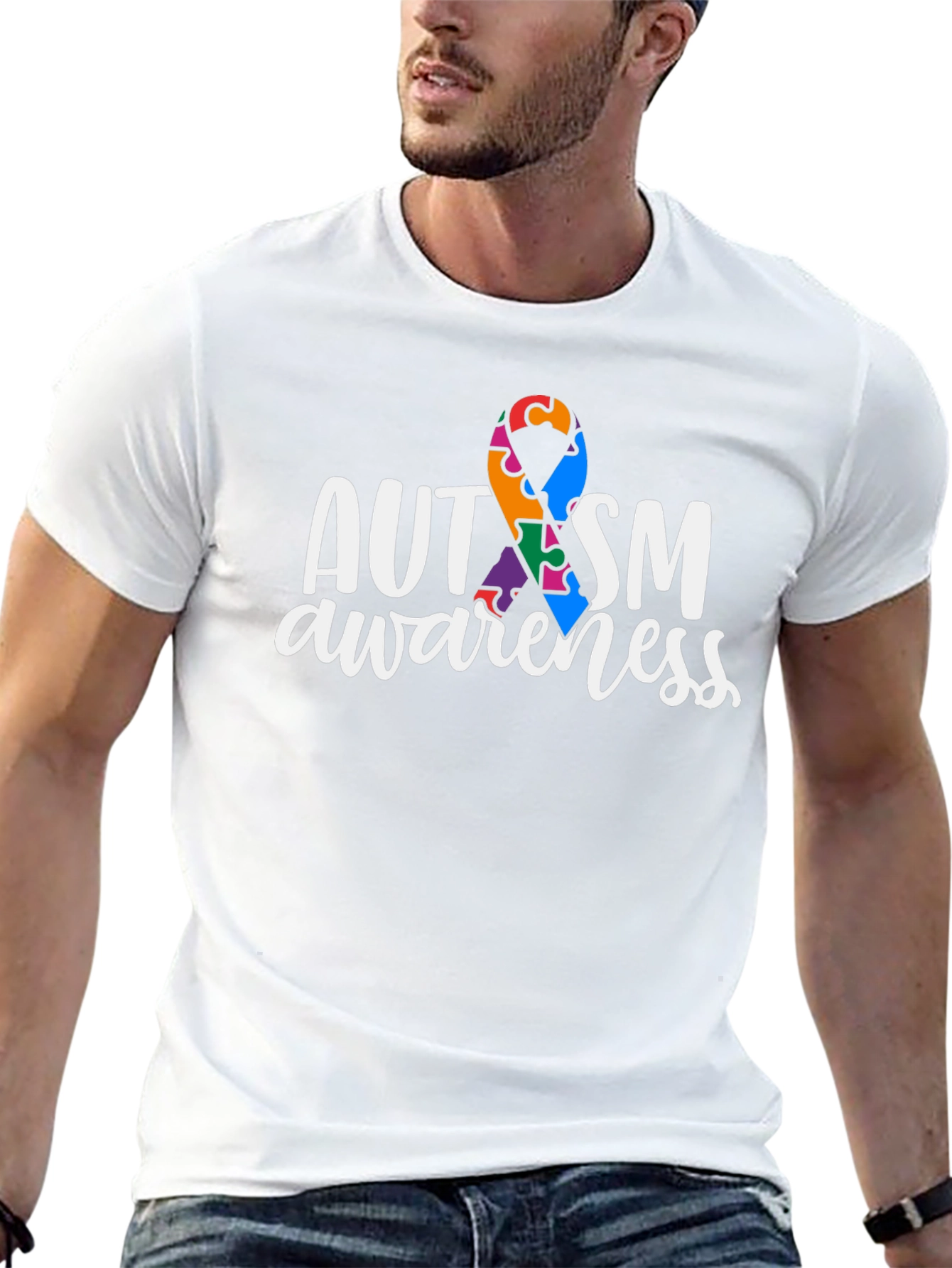 Autism Awareness Ribbon T-Shirt - Black
